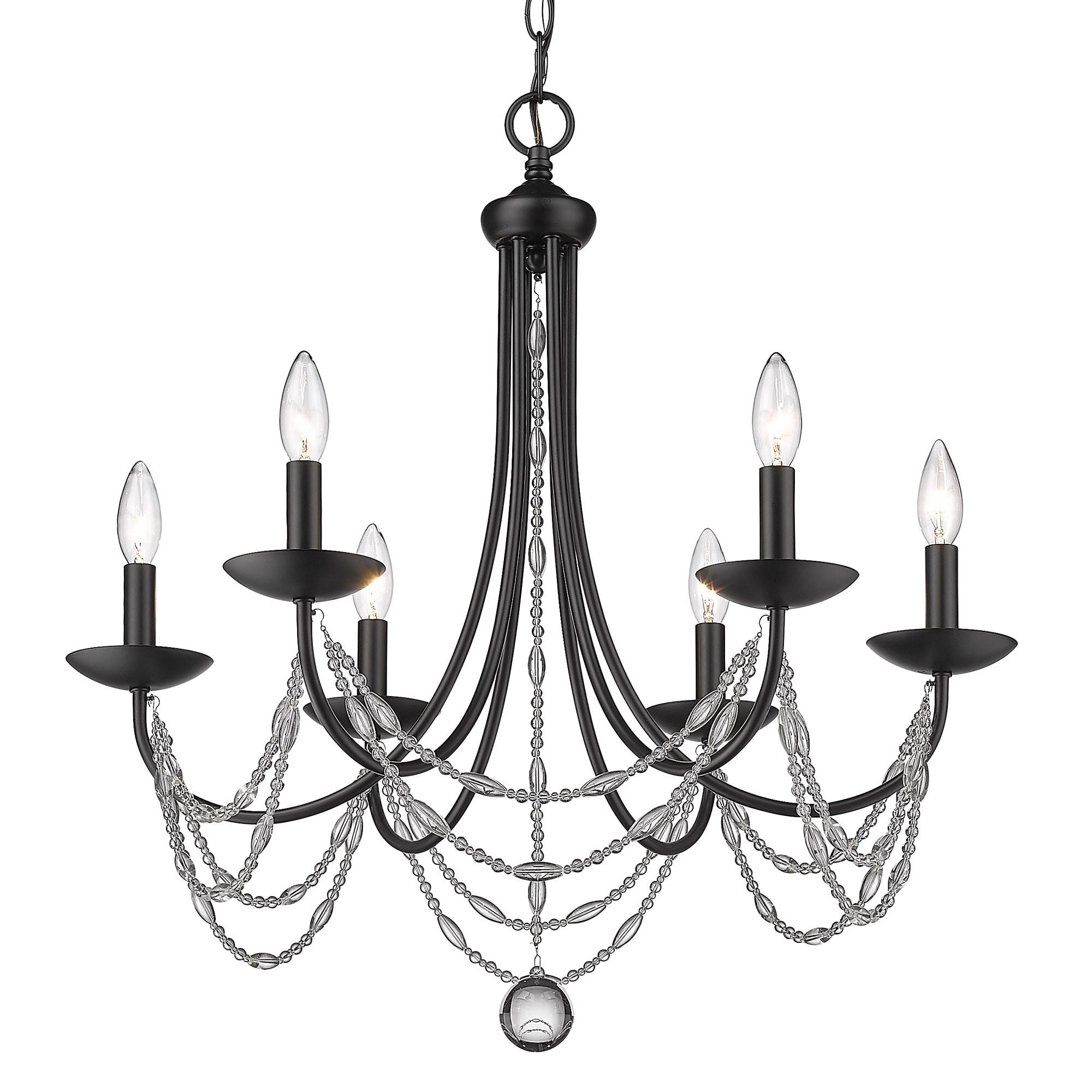 Golden Lighting Mirabella 6-Light Chandelier in Matte Black