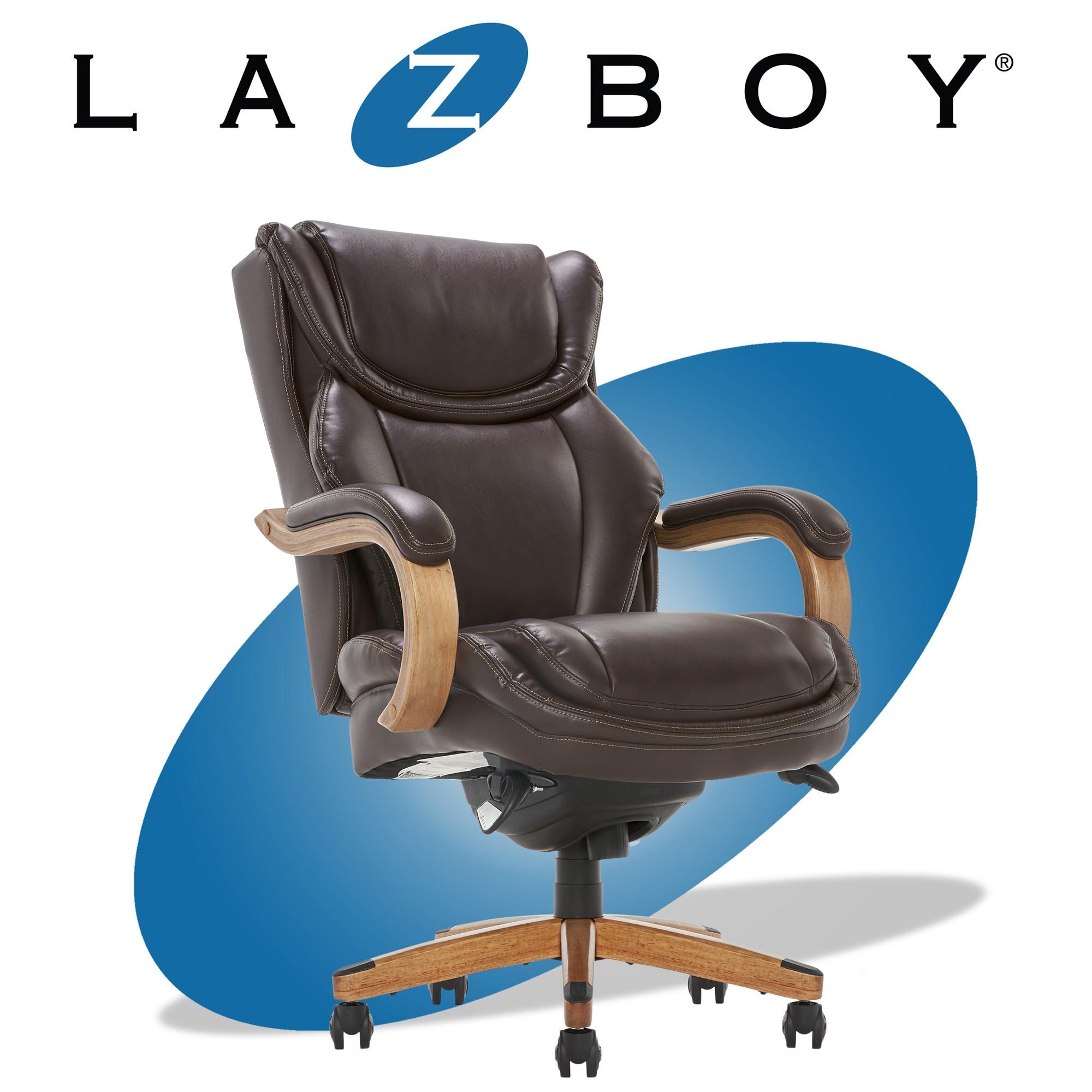 La-Z-Boy La-Z-Boy Harnett Big and Tall Executive Office Chair, Ergonomic High-Back Chair with Solid Wood Arms, ComfortCore with Memory Foam Cushions, Bonded Leather