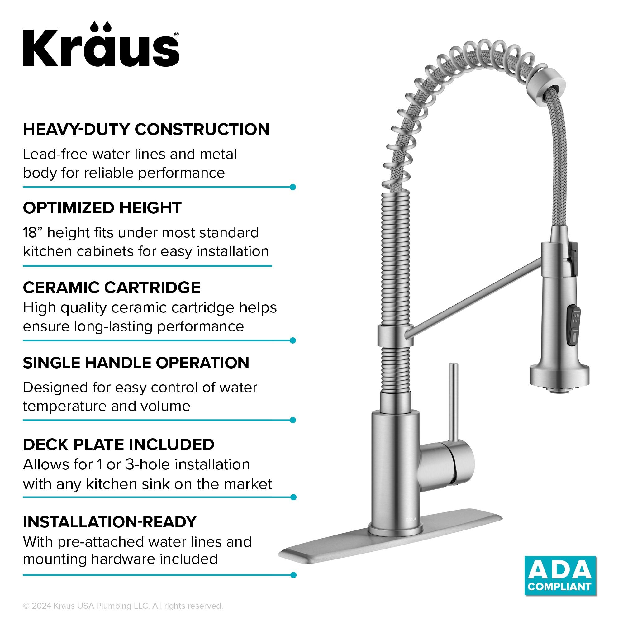 KRAUS Bolden Commercial Style 2-Function Single Handle Pull Down Kitchen Faucet