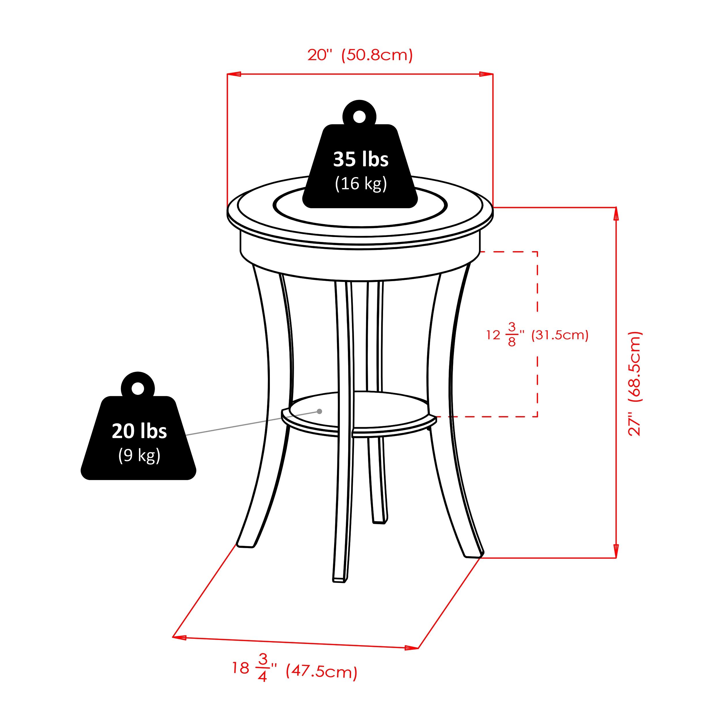 Cassie Round Accent Table with Glass - Cappuccino - Winsome: Flared Legs, Wood Composite Shelf, 27" Height