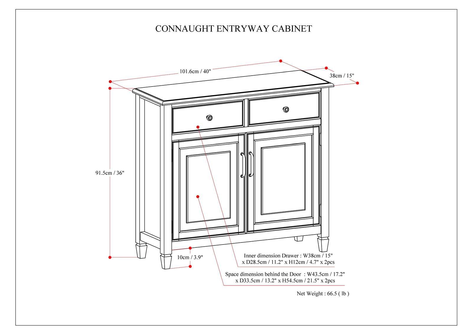 Connaught 40" W Solid Wood Entryway Storage Cabinet in Dark Chestnut Brown