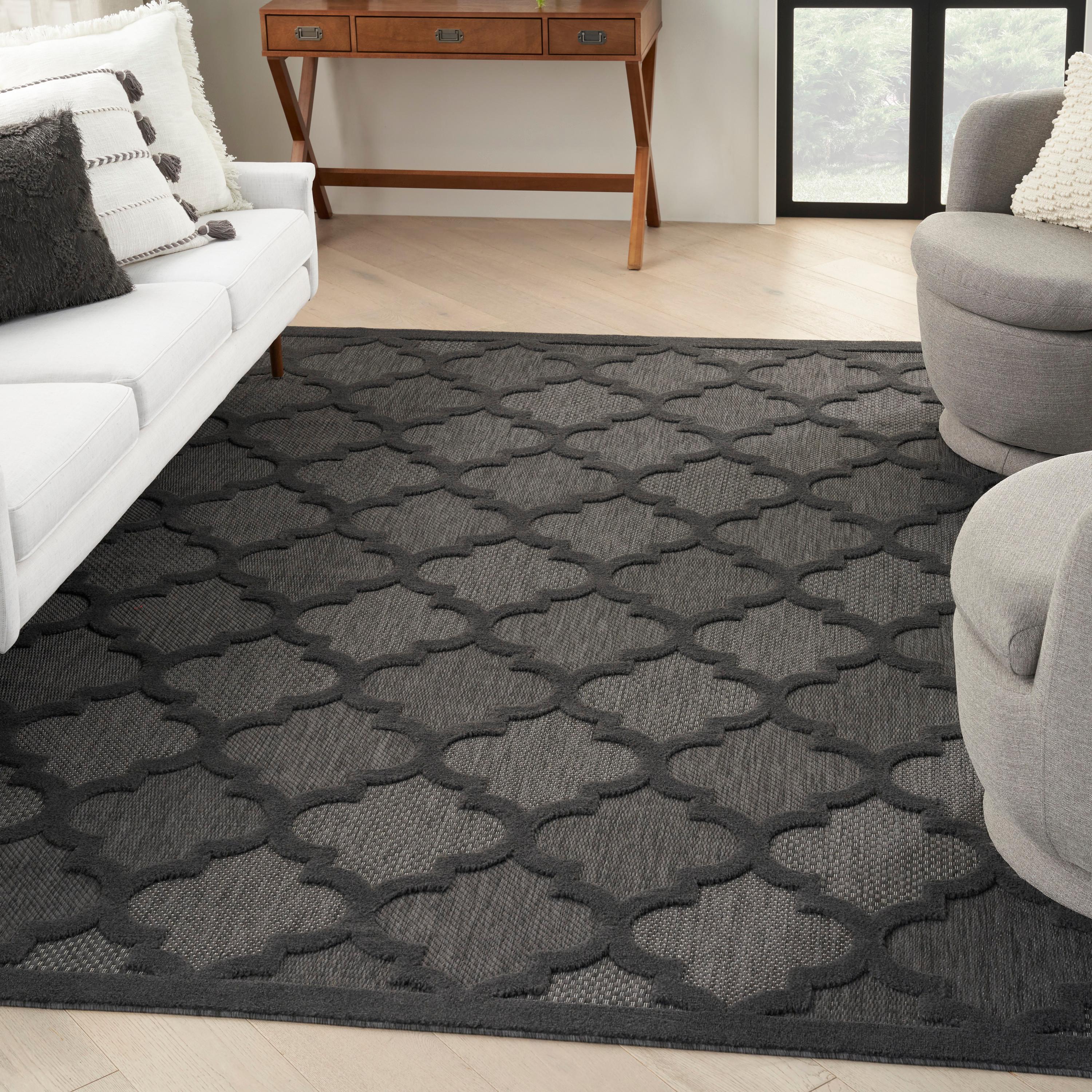 Nourison Easy Care 7' x 10' Charcoal/Black Indoor/Outdoor Rug