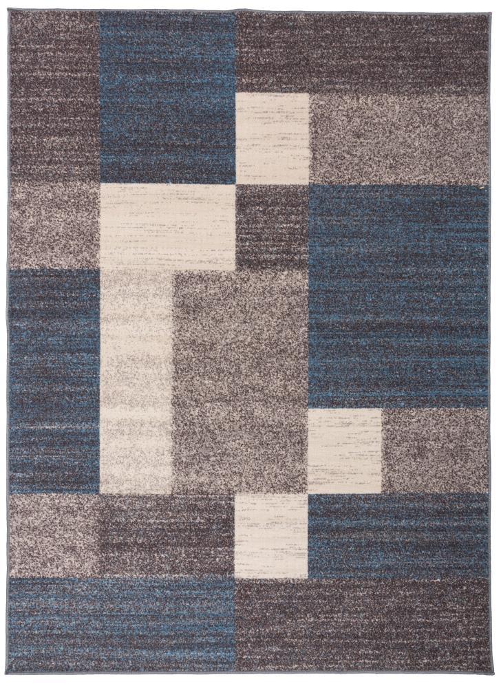 World Rug Gallery Modern Boxes Design Non-slip (Non-skid) Blue 3'3" x 5' Area Rug