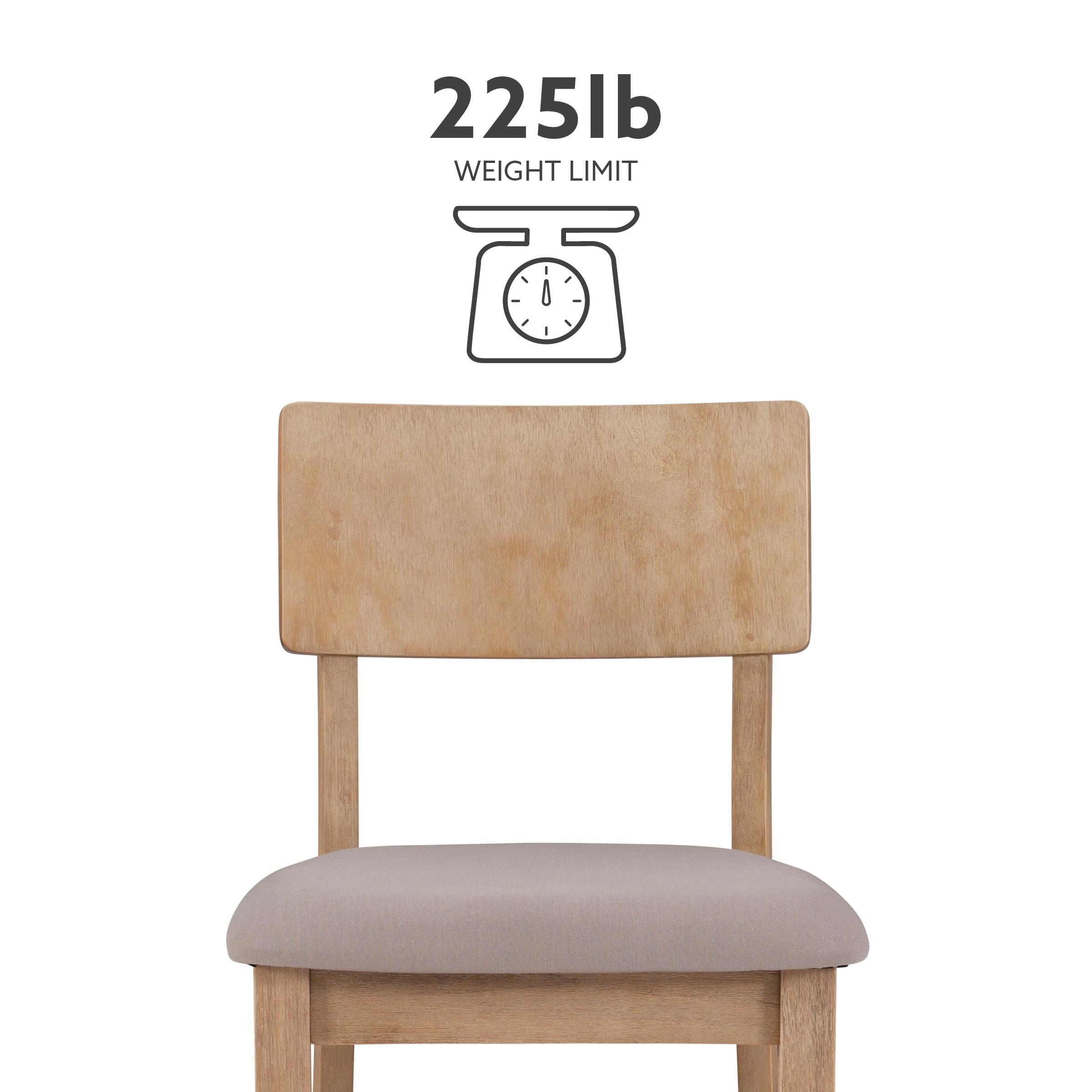 24" Jordan Padded Seat Upholstery Counter Height Barstool Light Gray - Linon: Scandinavian Style, Wood Legs, Polyester