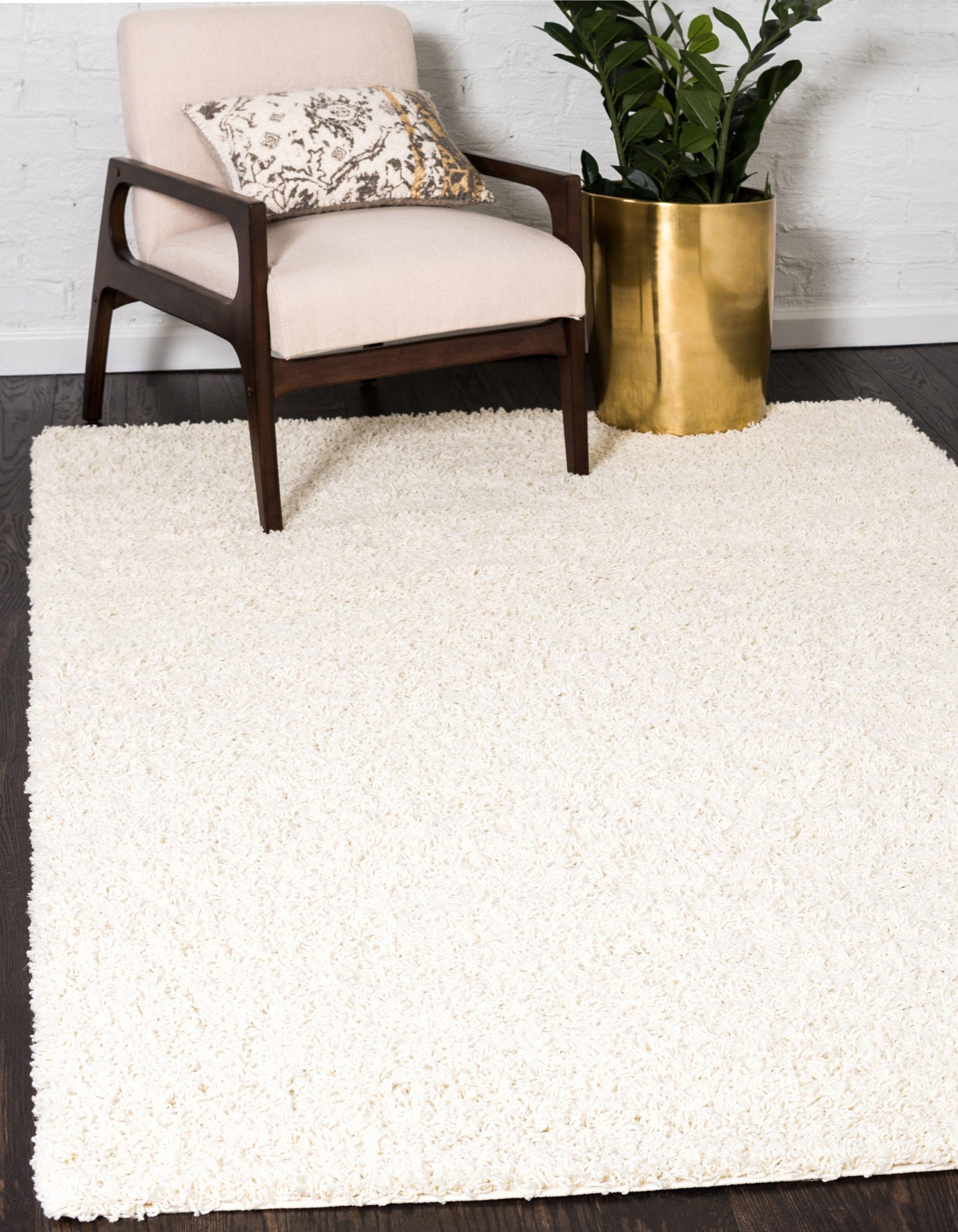 Unique Loom 3' 3 x 5' 3 Solid Shag Pure Ivory Area Rug