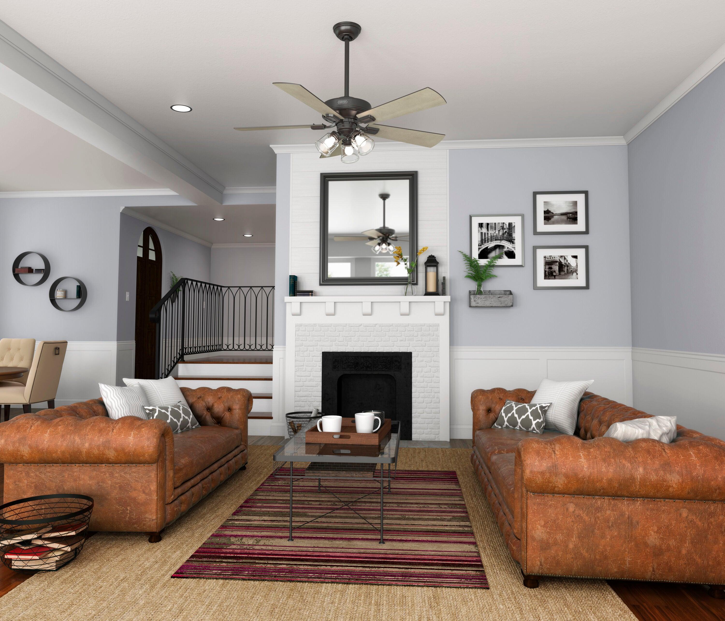 Crestfield 52" 5 - Blade Standard Ceiling Fan with Lights and Remote