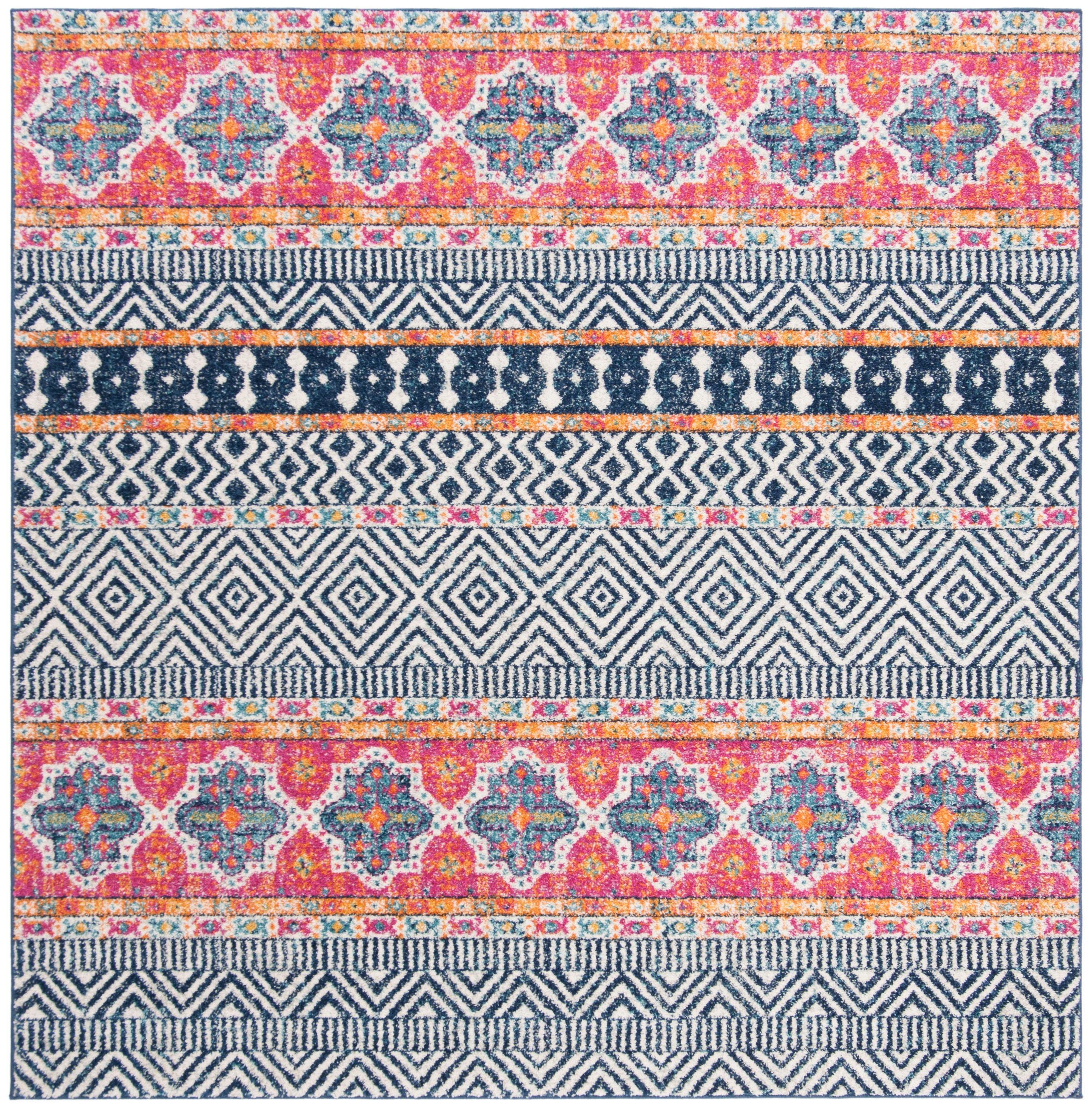 Madison MAD797 Power Loomed Indoor Area Rug - Navy/Ivory - 6'7"x6'7" - Safavieh.