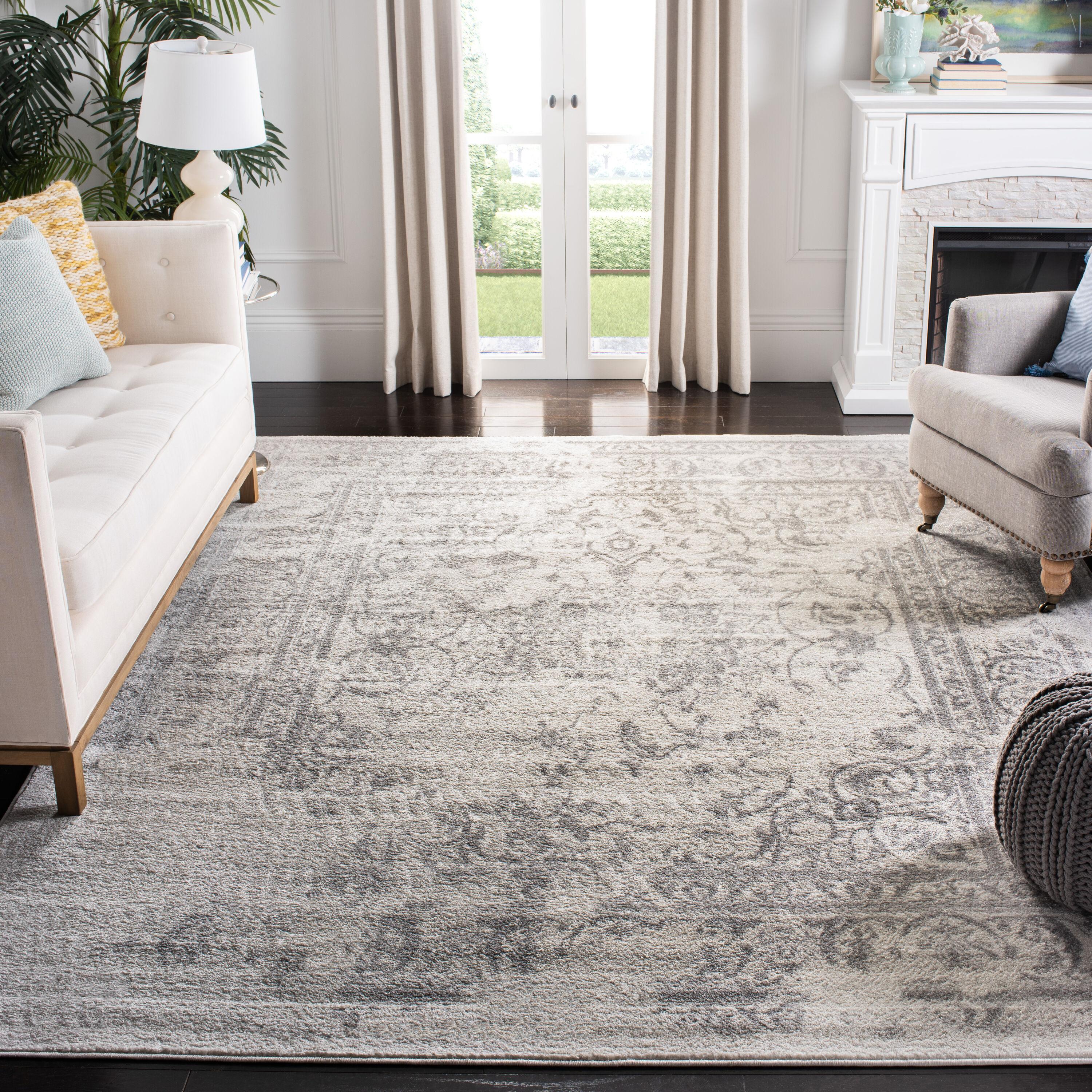 SAFAVIEH Adirondack Zoey Traditional Faded Area Rug, Ivory/Silver, 11' x 15'
