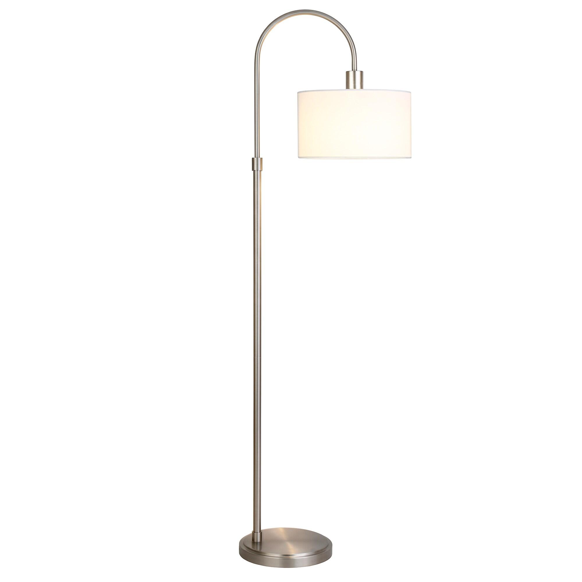 Evelyn&Zoe Transitional 70" Tall Brushed Nickel Floor Lamp