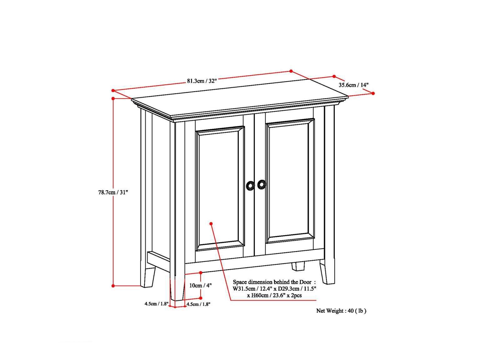 Simpli Home Amherst Solid Wood Low Storage Cabinet in Hickory Brown