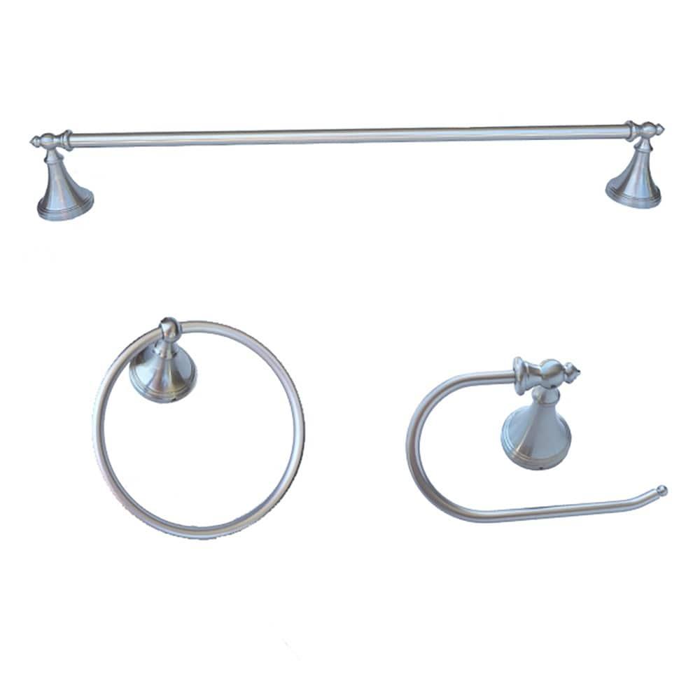 Satin Nickel 3-Piece Bathroom Hardware Set