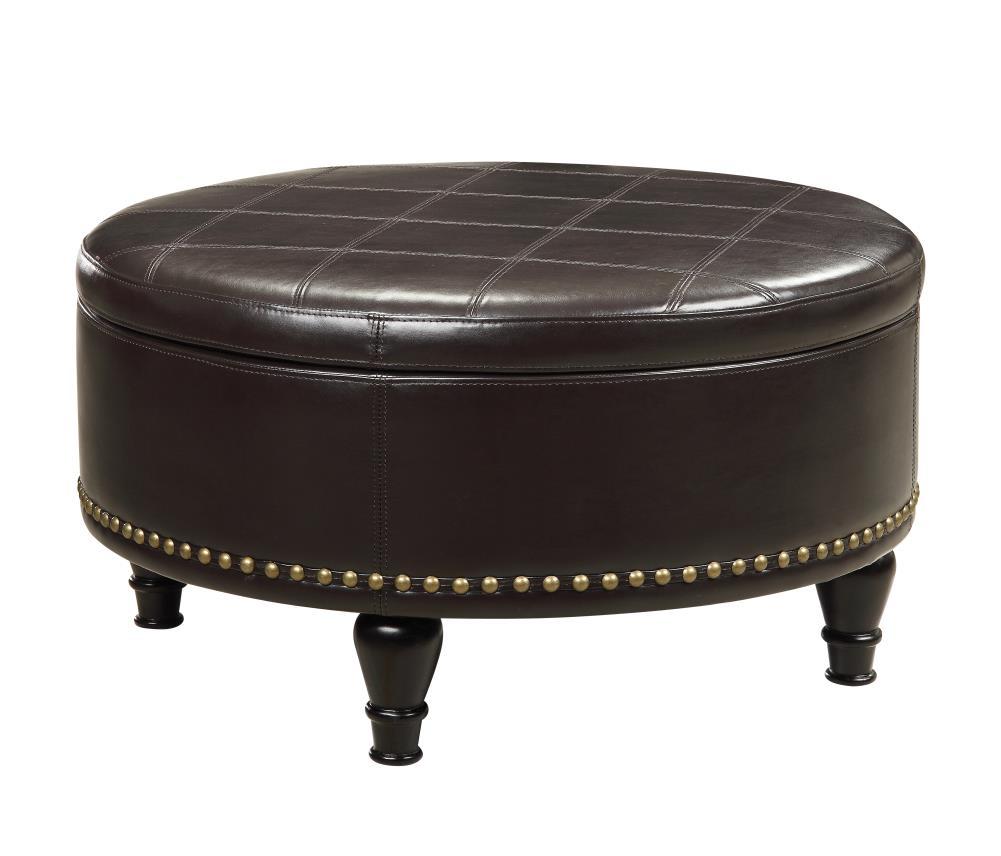 Augusta Storage Leather Ottoman in Espresso