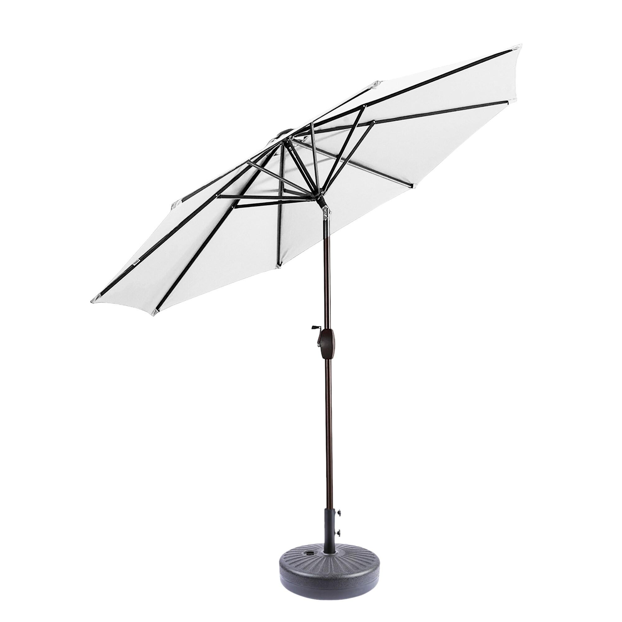 Westin Outdoor 9 Ft Patio Umbrella with Black Round Base Included for Outdoor Patio UV Weather Resistant, White