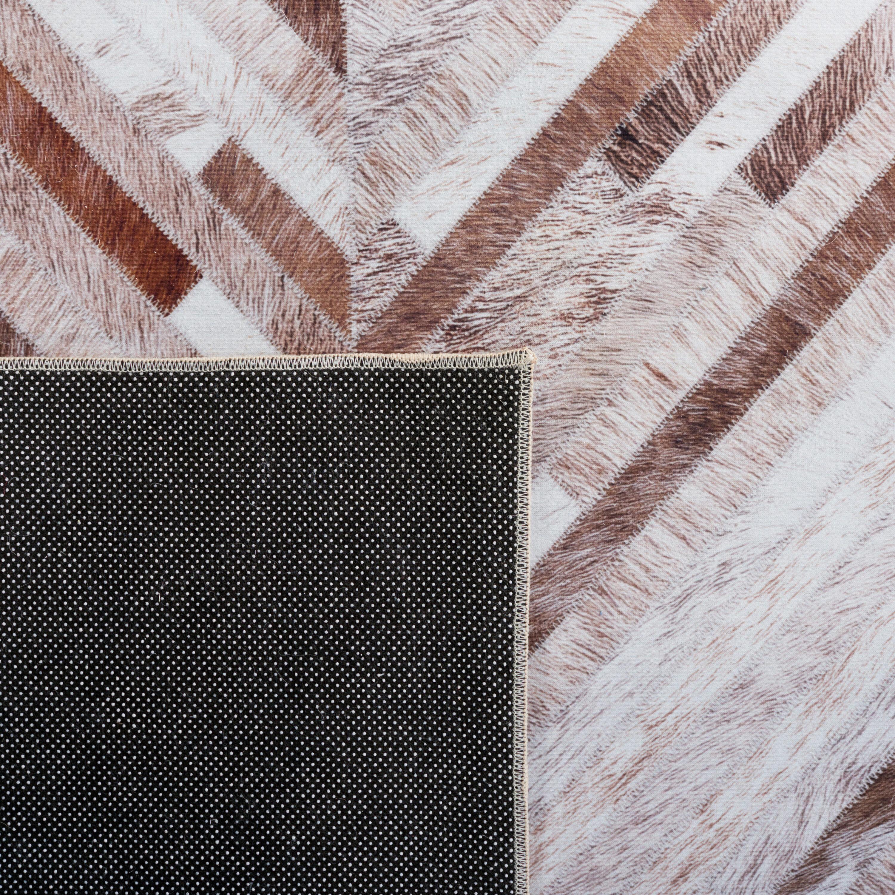 Faux Hide FAH526 Power Loomed Machine Washable Indoor Area Rug - Beige/Brown - 4'x6' - Safavieh