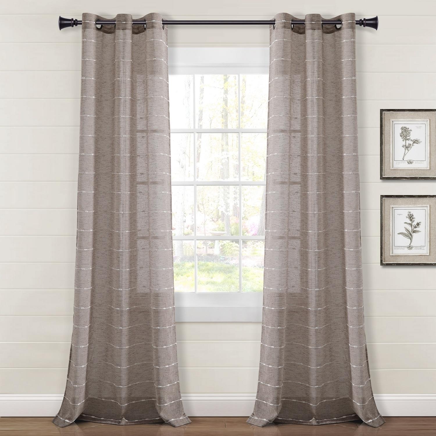 Farmhouse Textured Sheer Polyester Sheer Curtain Pair (Set of 2)