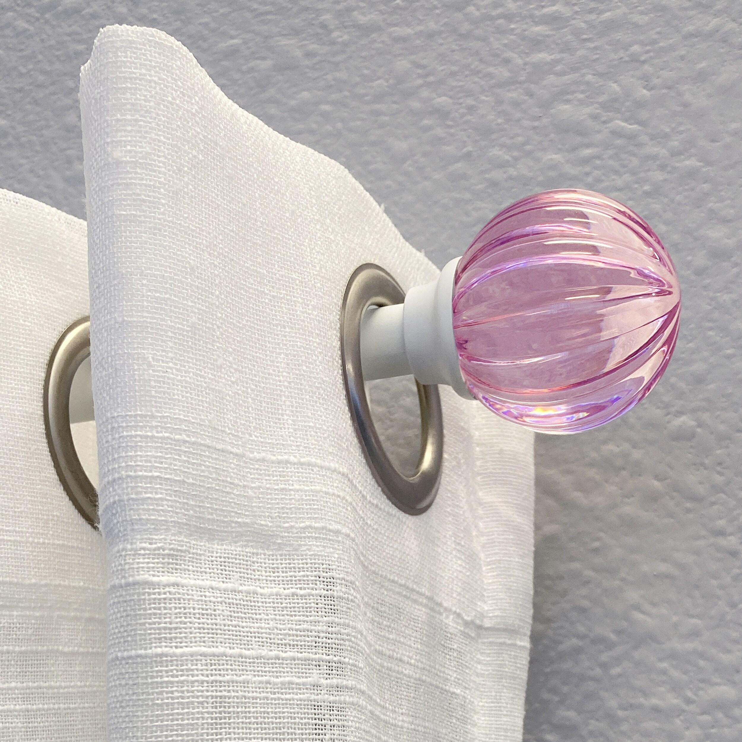 Decopolitan 48-in to 86-in Pink Steel Single curtain rod with Finials
