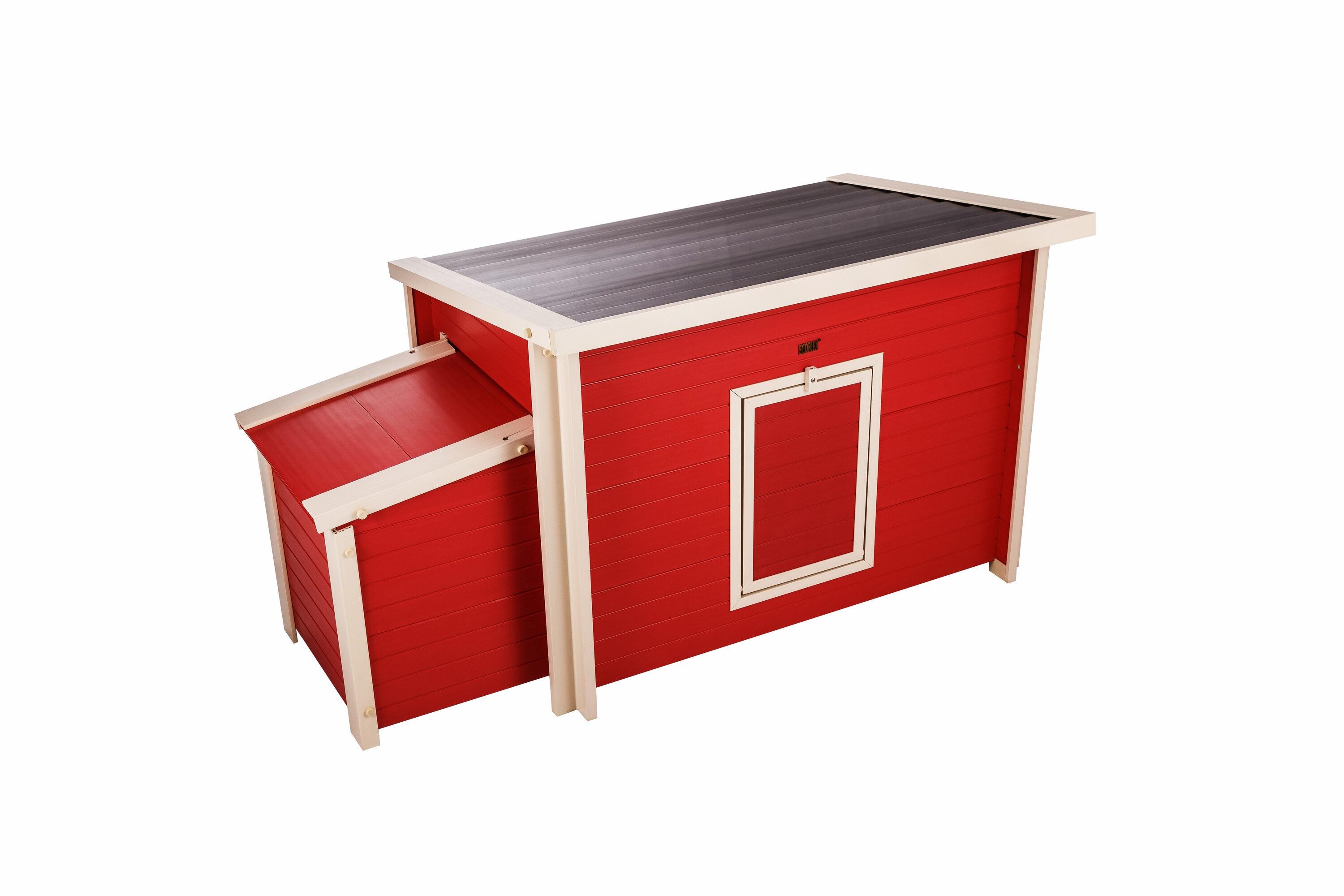 New Age Pet® ECOFLEX® Red Fontana Chicken Barn, Eco-Friendly and Non-Toxic Urban Coop for 2-3 Chickens, Easy Assembly, with Nesting Box and Roosting Bars, Moisture and Odor Resistant