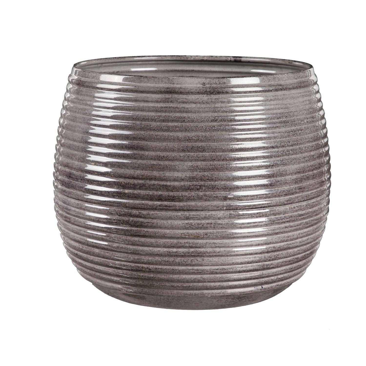 Evergreen Metal Ribbed Planter, Set of 3