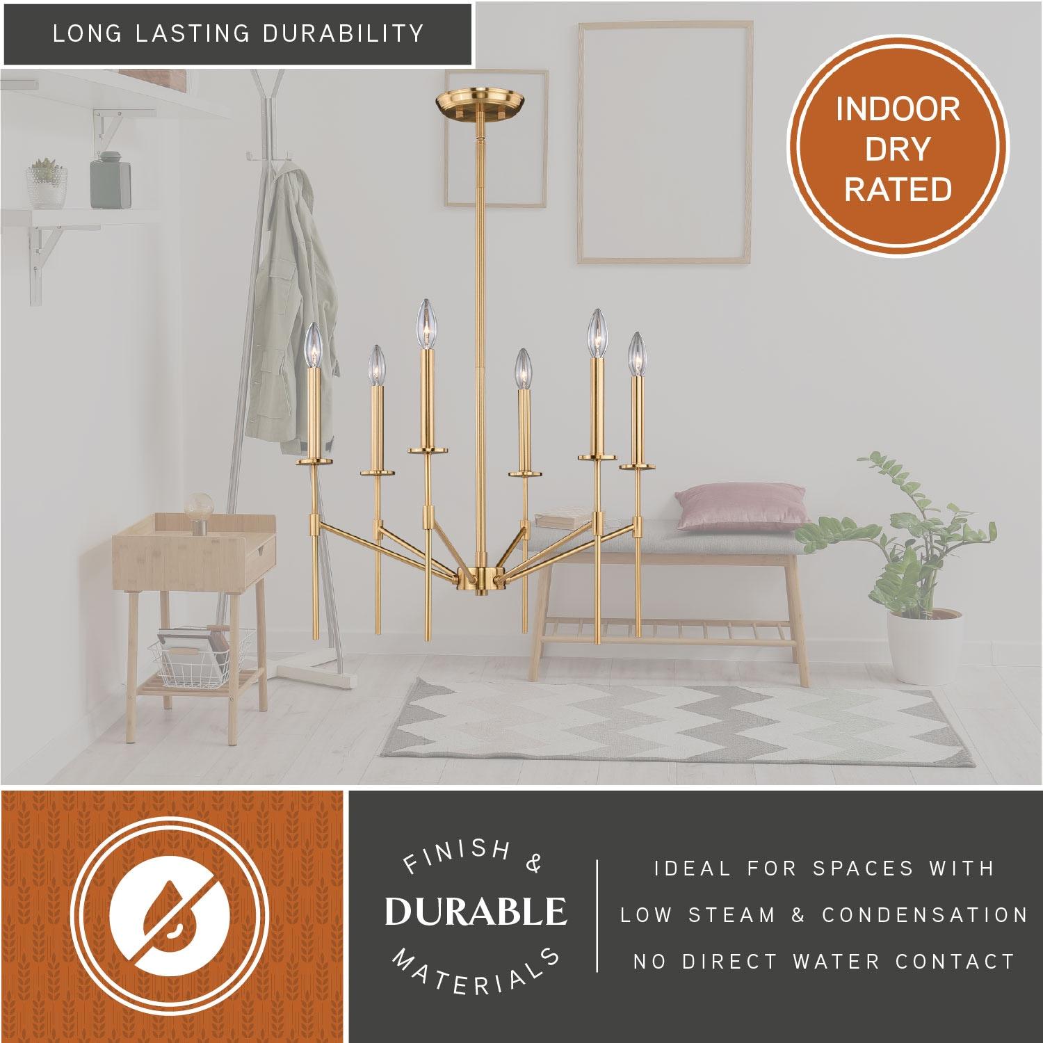 Vaxcel Kedzie 6 - Light Chandelier in  Natural Brass