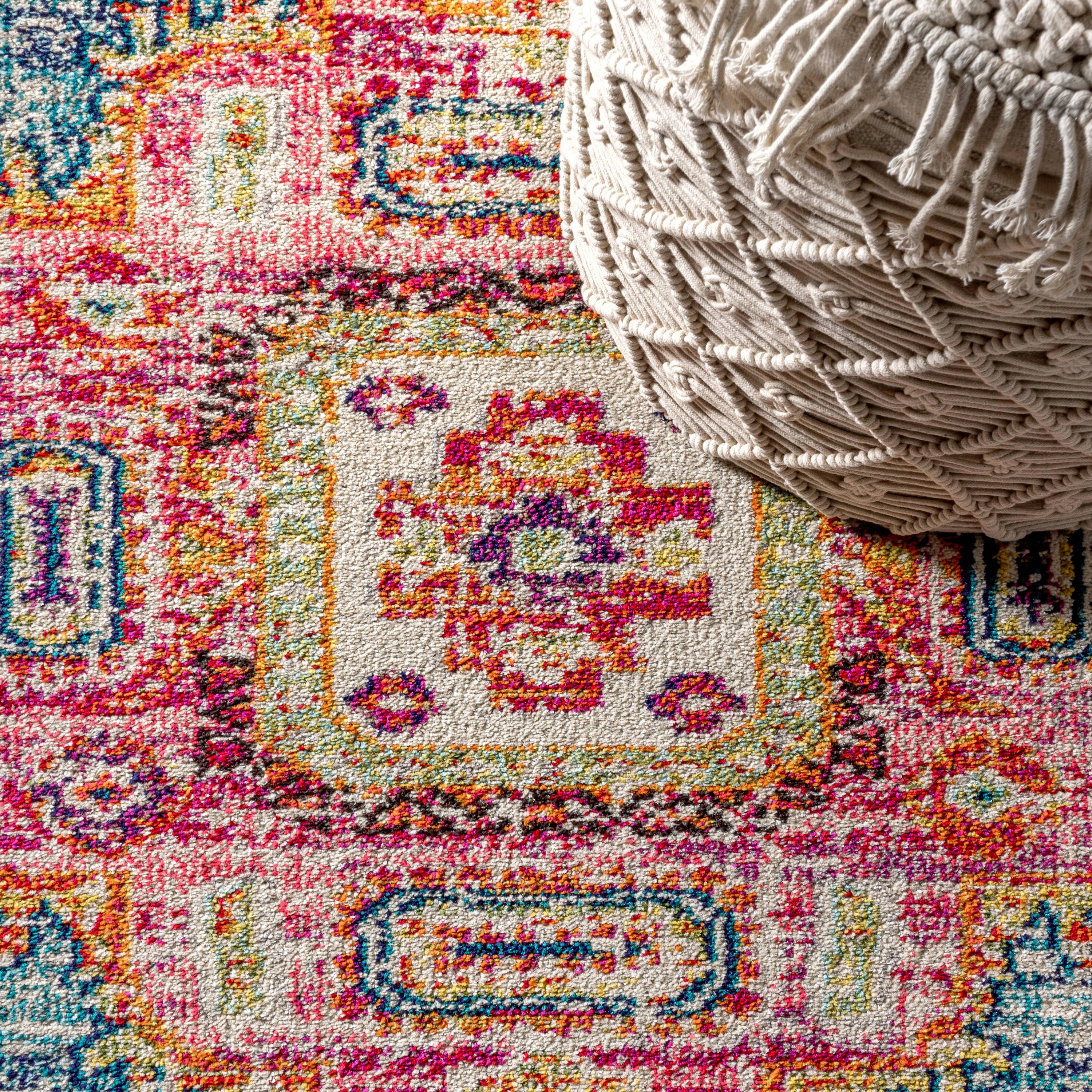 JONATHAN Y Bohemian FLAIR Boho Vintage Medallion Blue/Red 8 ft. x 10 ft. Area Rug