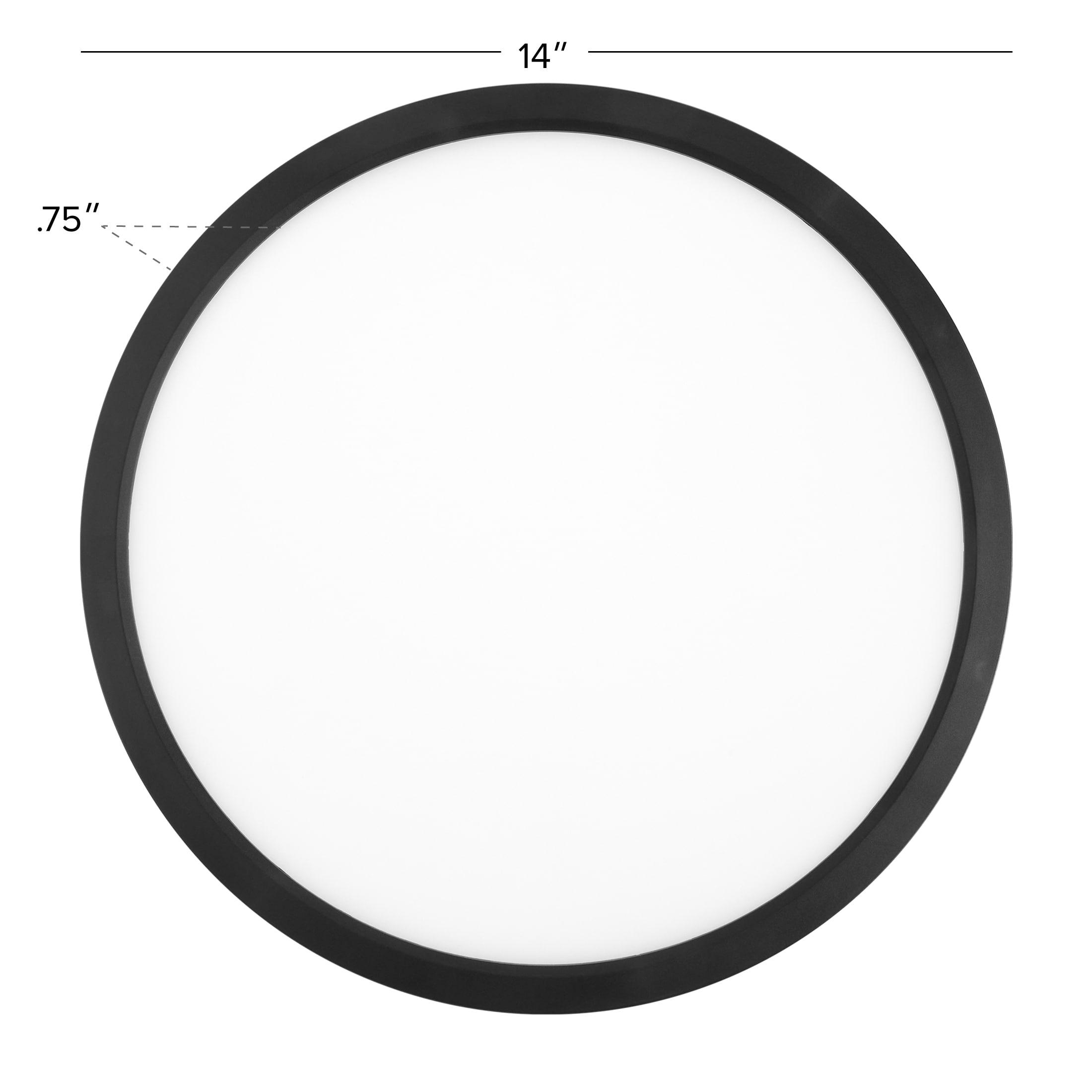 Maxxima 14 in. LED Flush Mount Ceiling Light, 5 CCT 2700K-5000K, 2400 Lumens, Traditional Indoor Black Trim Round Panel Light, Dimmable