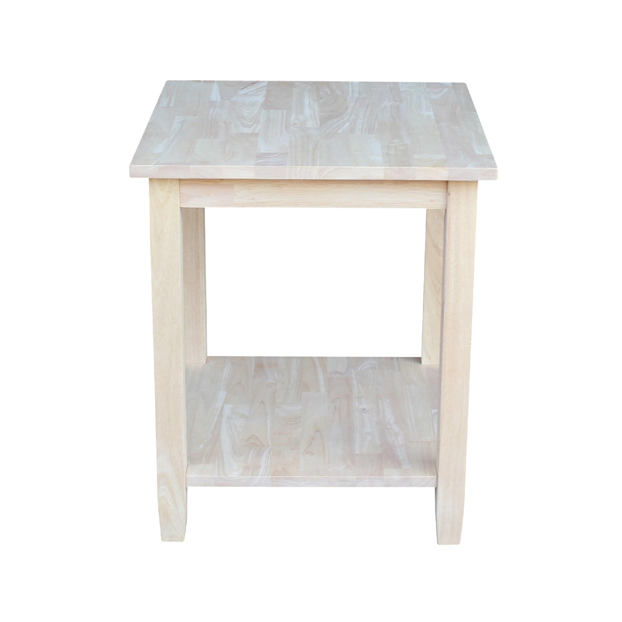 Solano End Table - International Concepts: Hardwood, Square, Shelf Storage, for Bedroom & Entryway