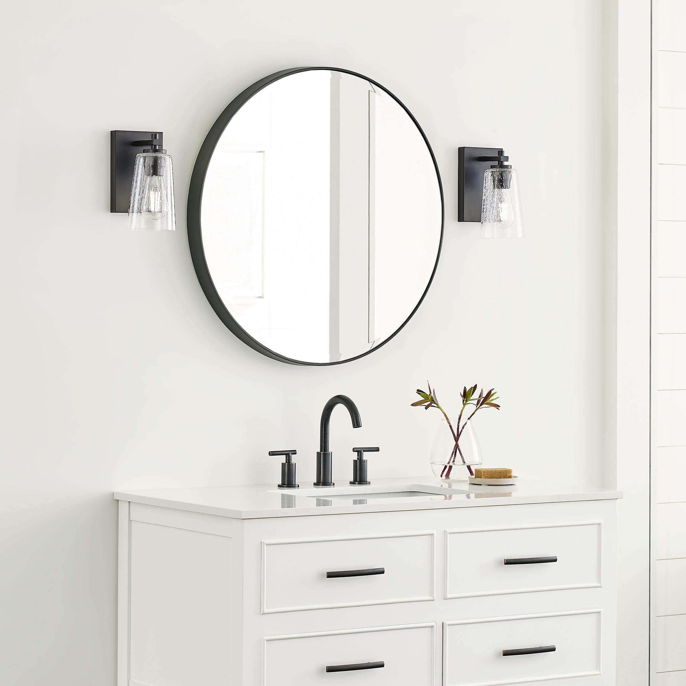 Mercer Seeded Glass 1-Light Sconce in Oil Rubbed Bronze