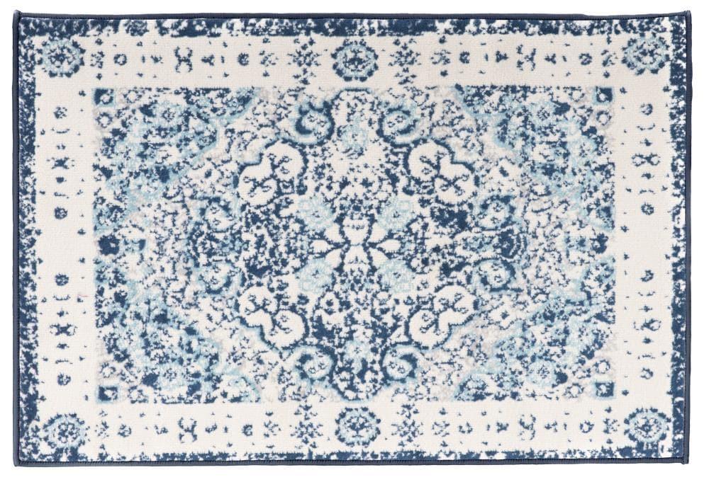 World Rug Gallery Vintage Oriental Distressed Medallion Blue 2' x 3' Area Rug