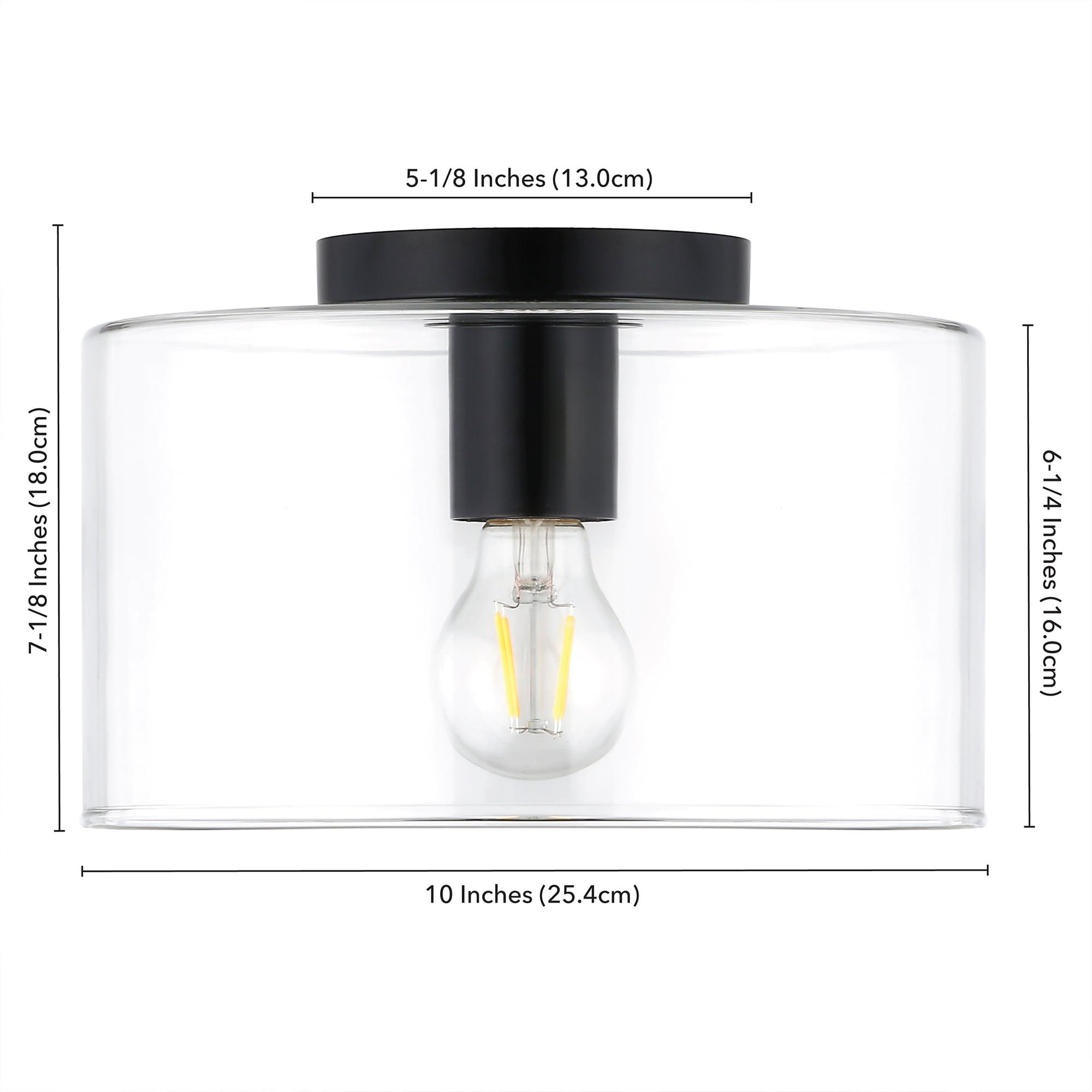 Evelyn&Zoe 10" Matte Black Metal/Glass Semi Flush Mount