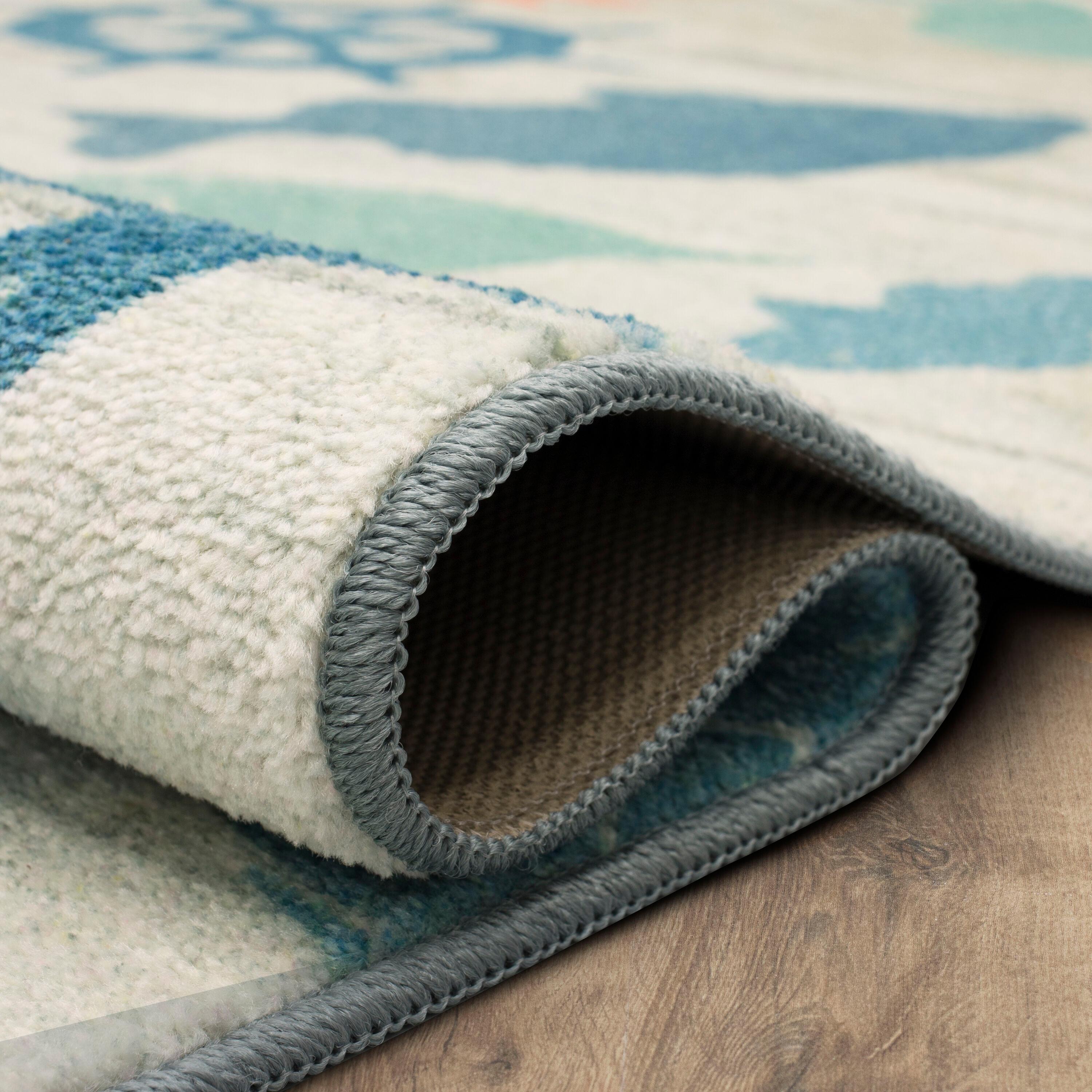 Mohawk Home Prismatic Coastal Otomi Seaside Transitional Nature Coastal Precision Printed Area Rug, 5'x8', Grey & Teal
