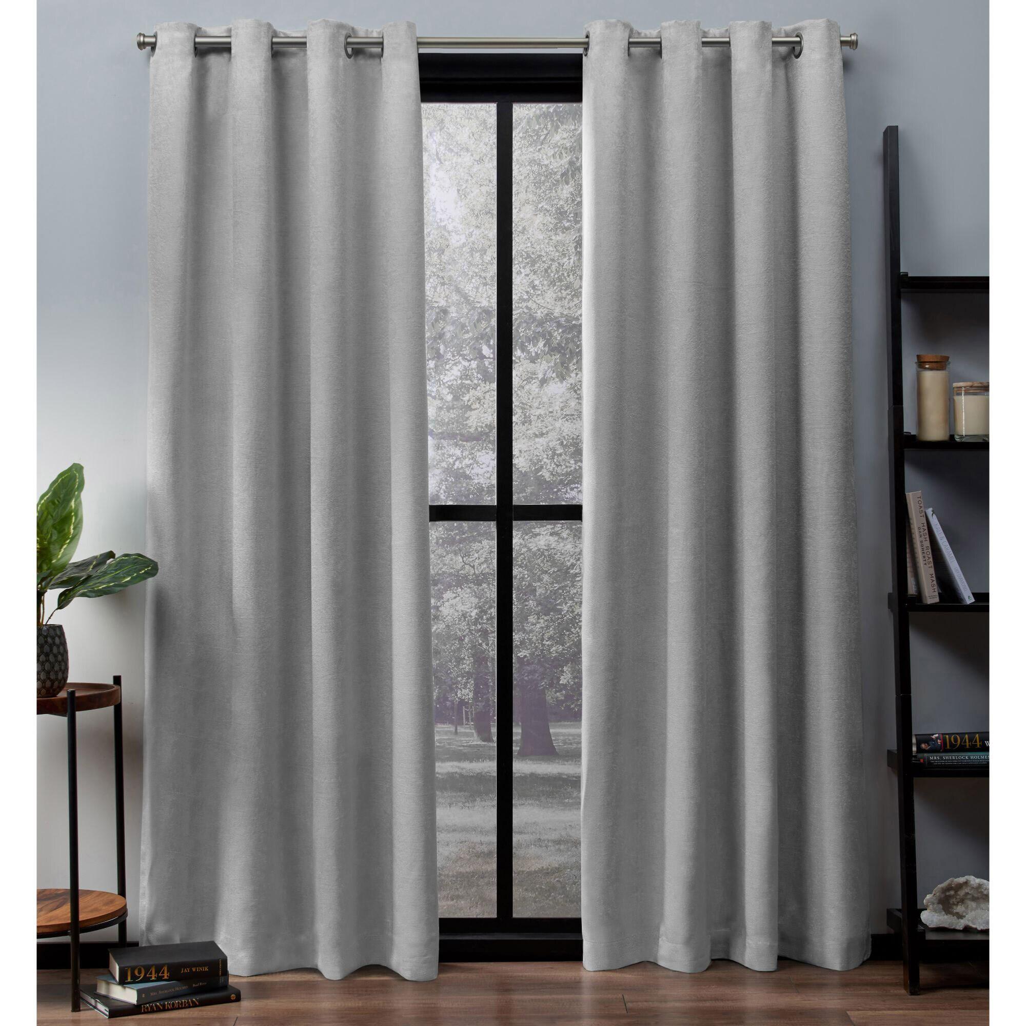 Set of 2 108"x52" Oxford Textured Sateen Thermal Room Darkening Grommet Top Window Curtain Panel Silver - Exclusive Home