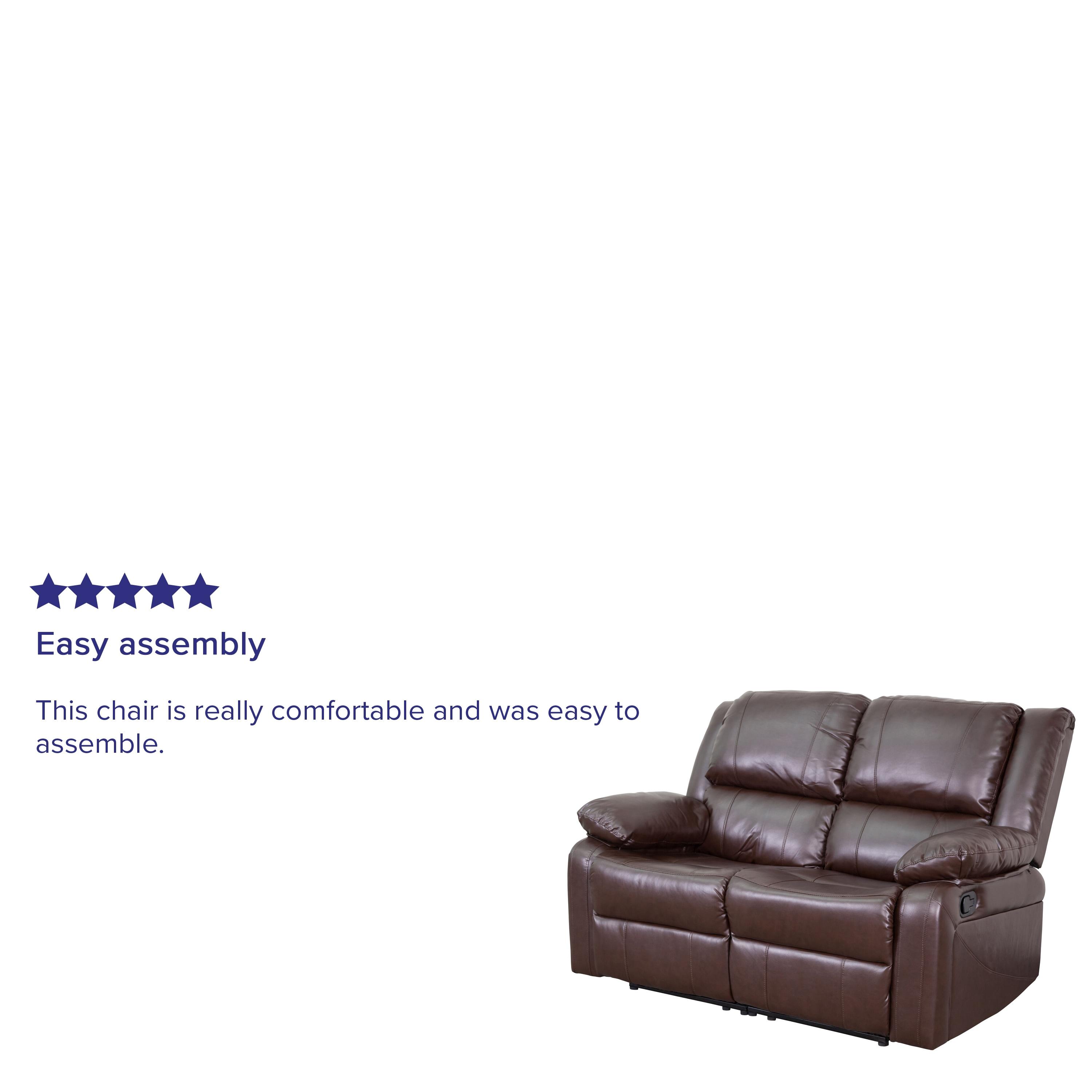Flash Furniture Harmony Series Brown LeatherSoft Loveseat with Two Built-In Recliners
