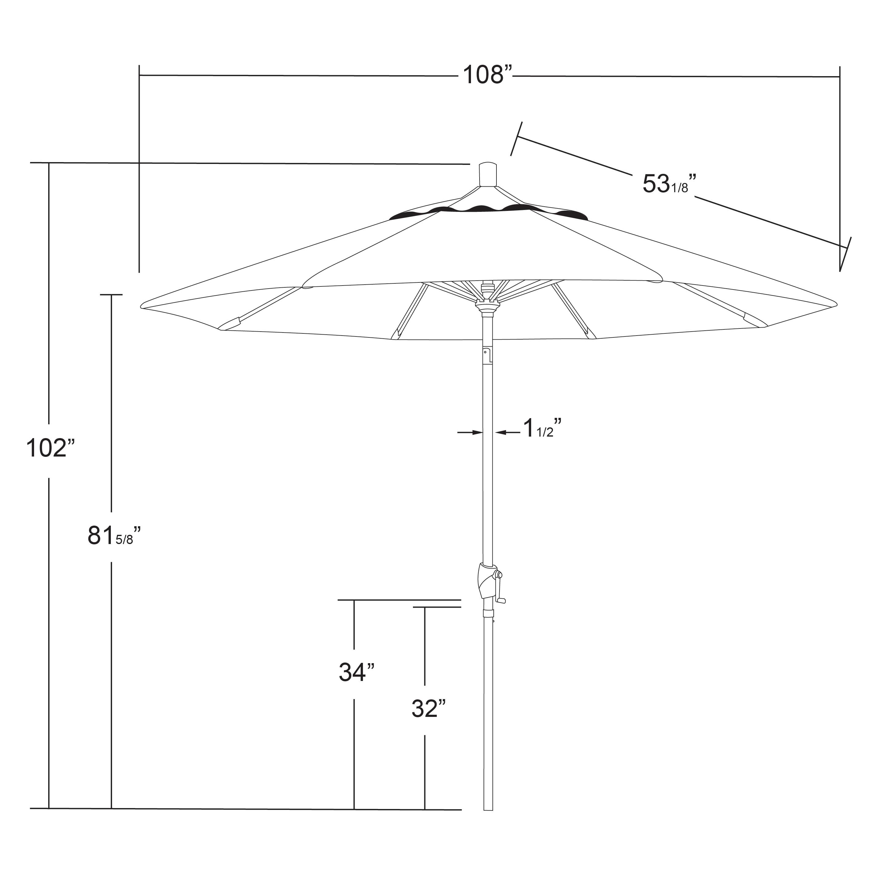 9-Foot Seville Seaside Blue and White Aluminum Patio Umbrella