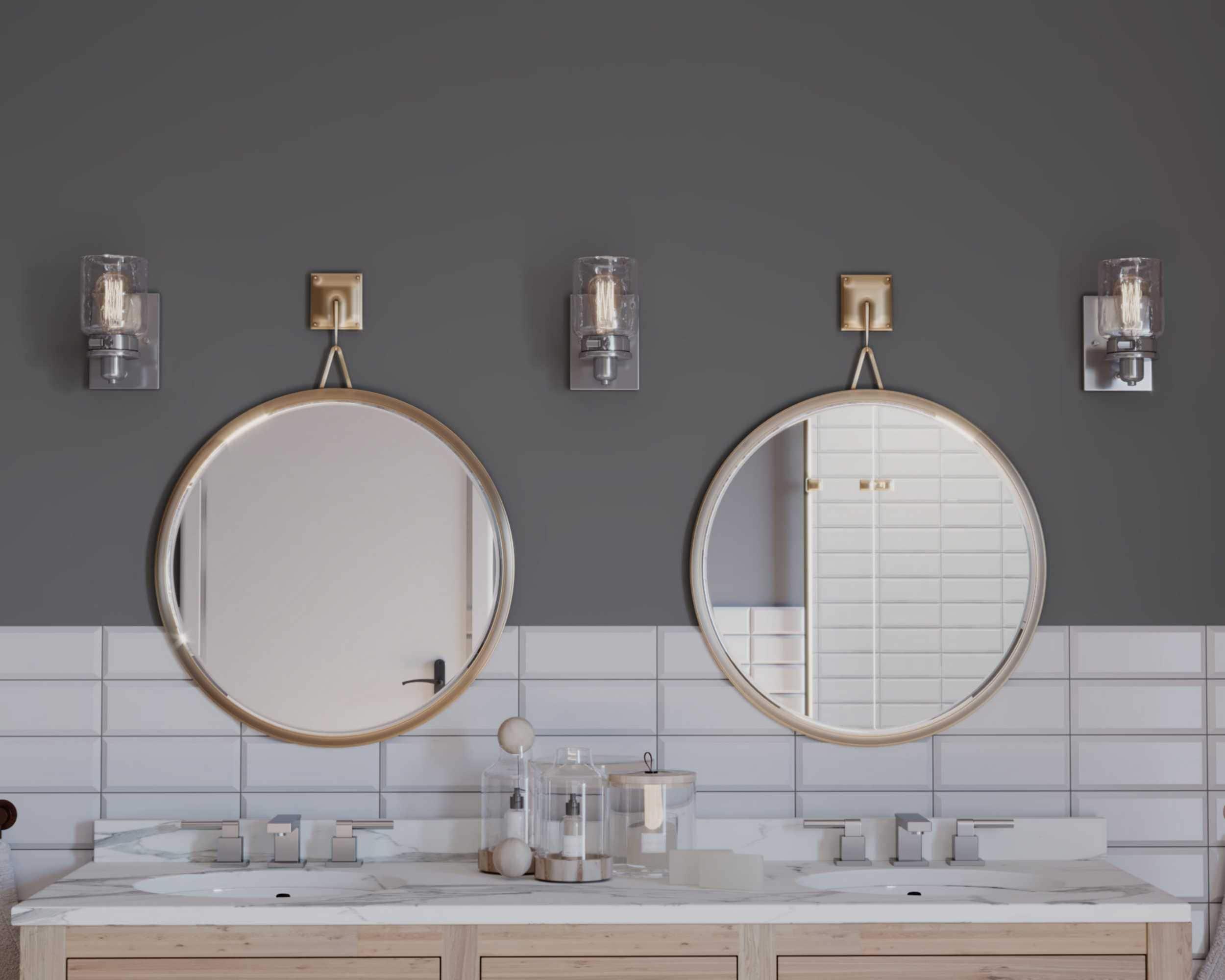 Progress Lighting Calhoun Collection 1-Light Bath & Vanity Wall Light, Brushed Nickel, Clear Glass Shade