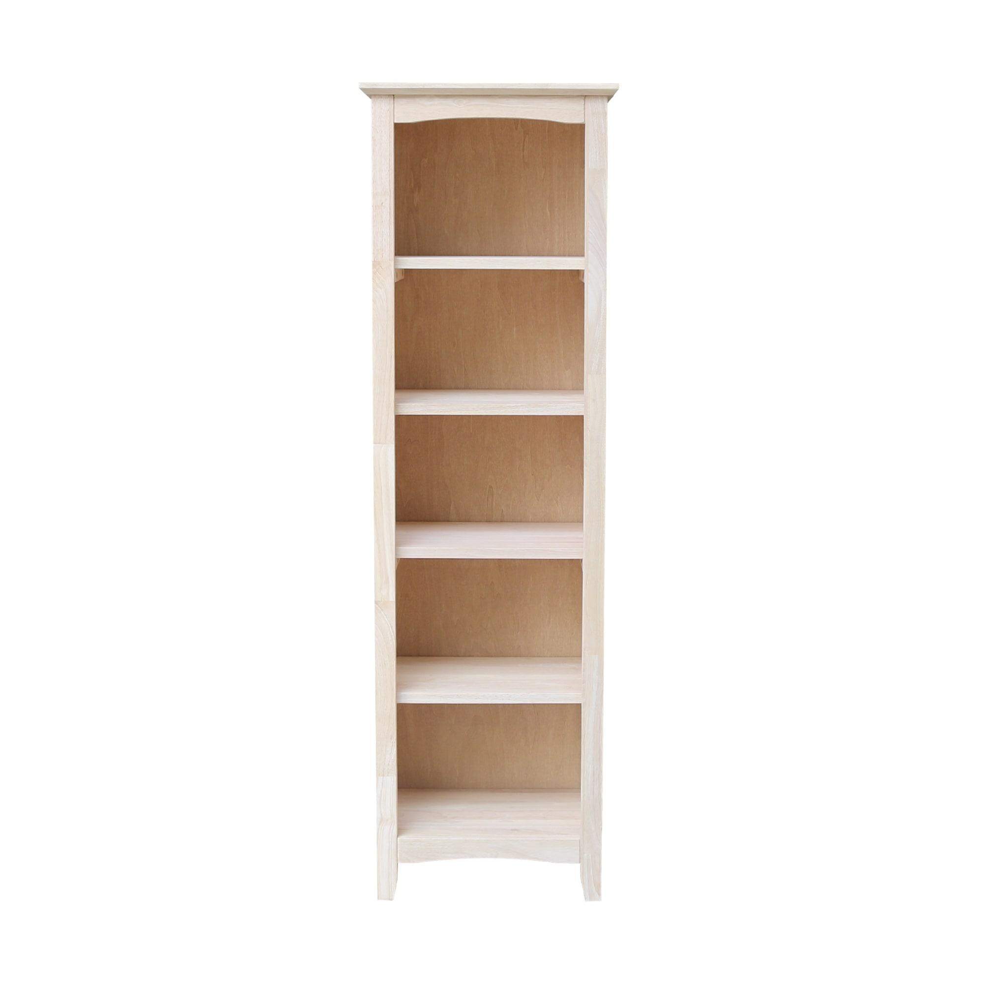 60" Shaker Bookcase Unfinished Brown - International Concepts: Solid Parawood, 4-Shelf Design