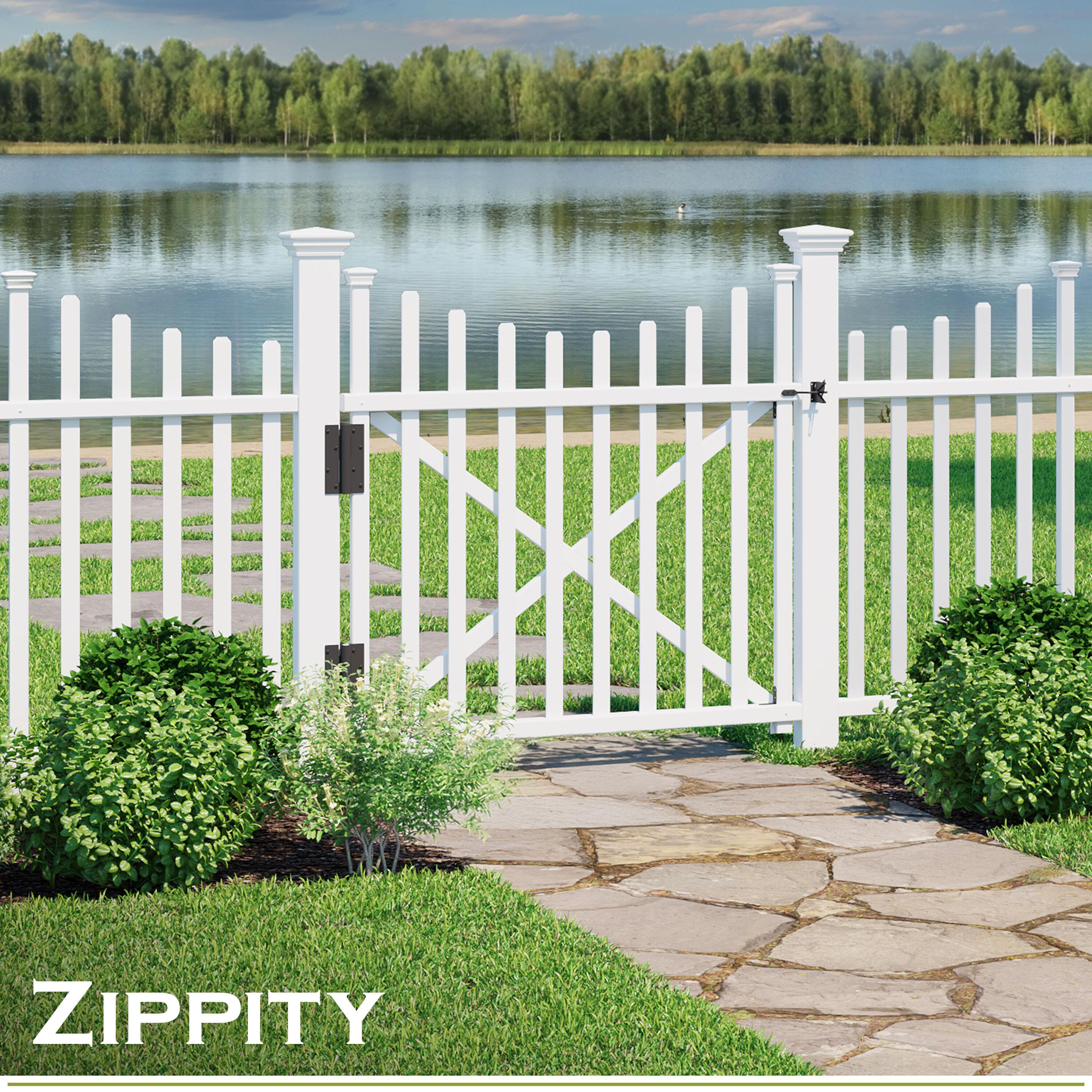 Zippity Outdoor Products 3.8ft H x 4.1ft W (1 Gate) Zippity Manchester Gate Kit, White Vinyl Picket Fence Gate Kit for Manchester Fence Panels, Gate for Backyard, Patio, Outdoor, & Garden Fence, ZP19019