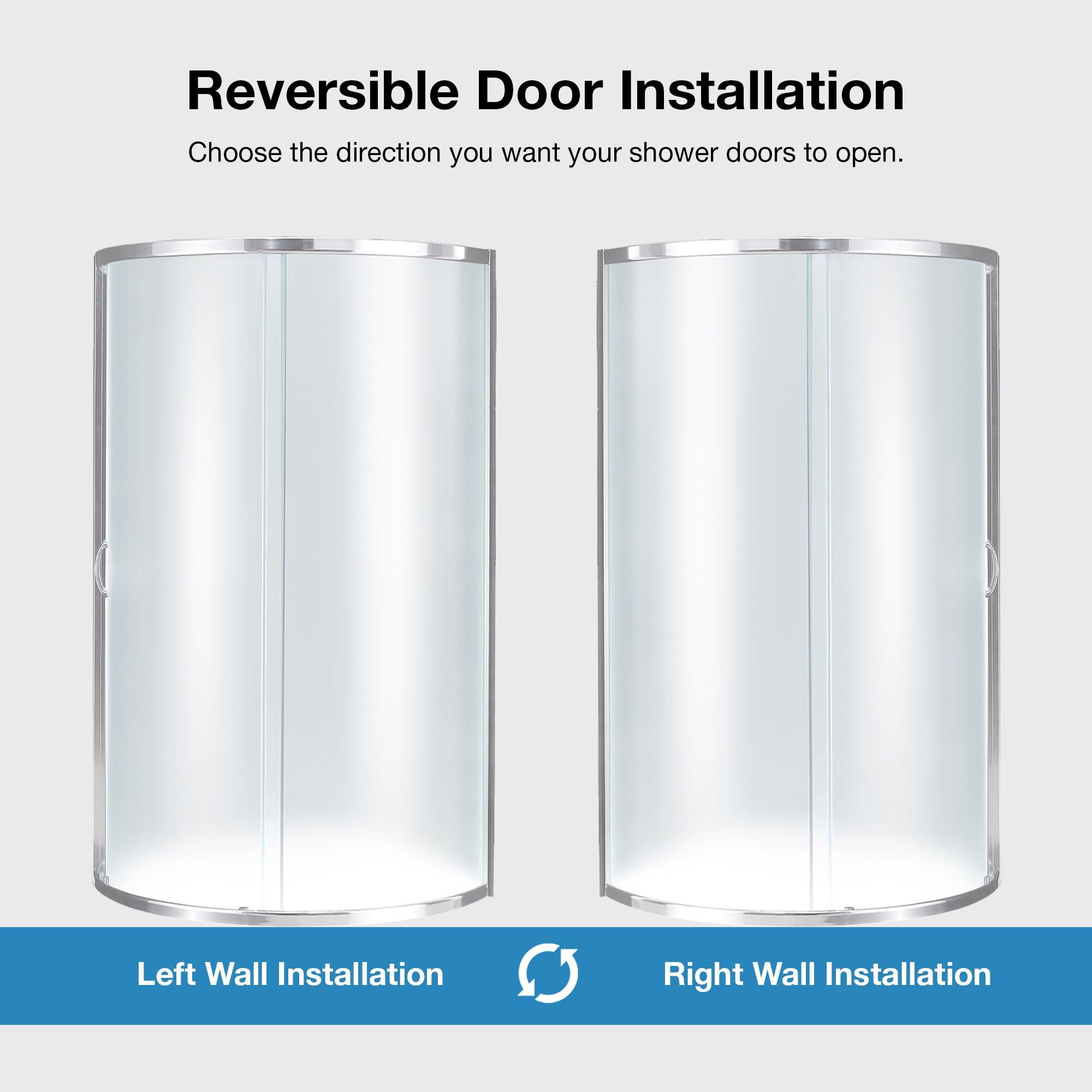 Ove Decors OVE Decors Breeze Premium 33 in. Round Shower Kit w/ Frosted, Base in Chrome Finish BREEZE 32 FROSTED GLASS KIT