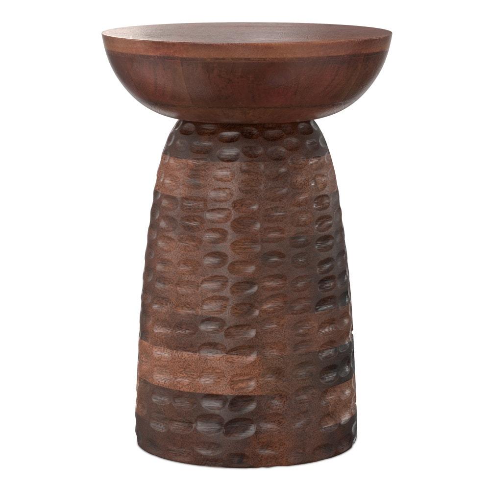 Simpli Home Boyd Solid Mango Wood Pedestal Accent End Table