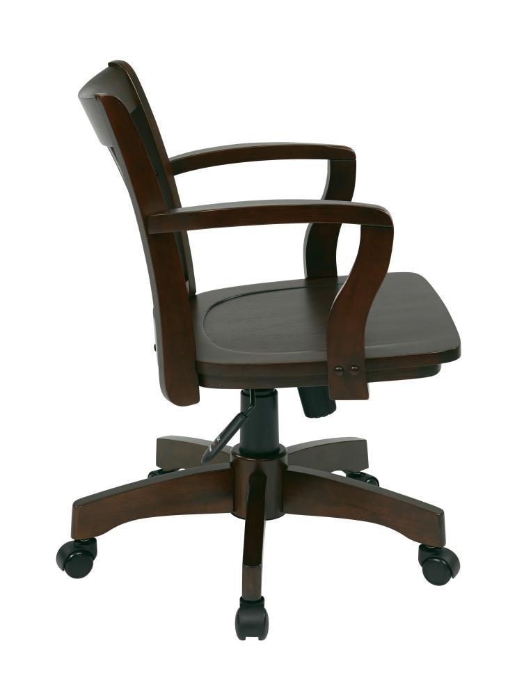 OSP Home Furnishings Deluxe Wood Bankers Chair with Wood Seat in Espresso Wood Finish