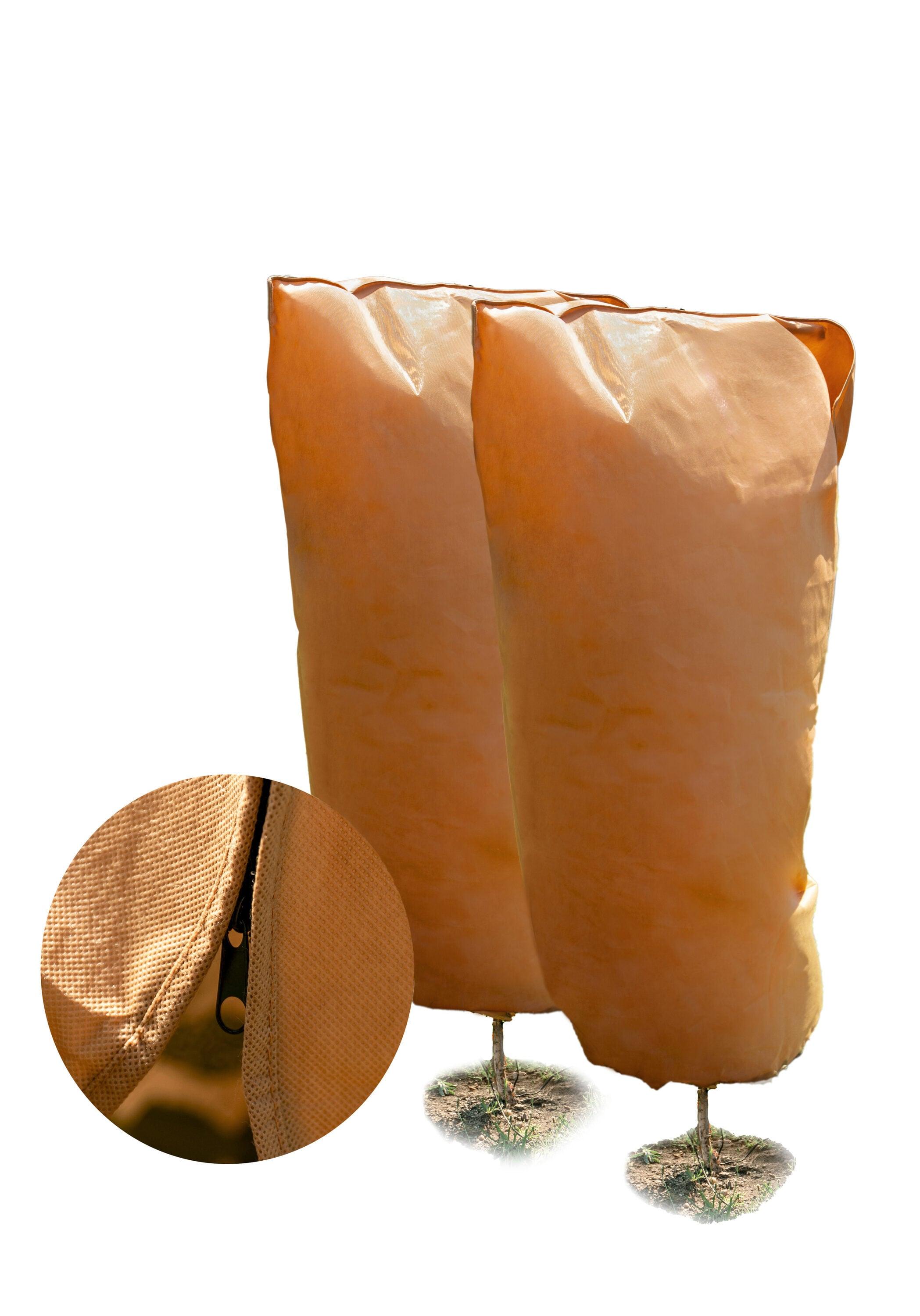 Brown Polypropylene Frost Protection Plant Covers with Drawstring and Zipper, 48" x 72"