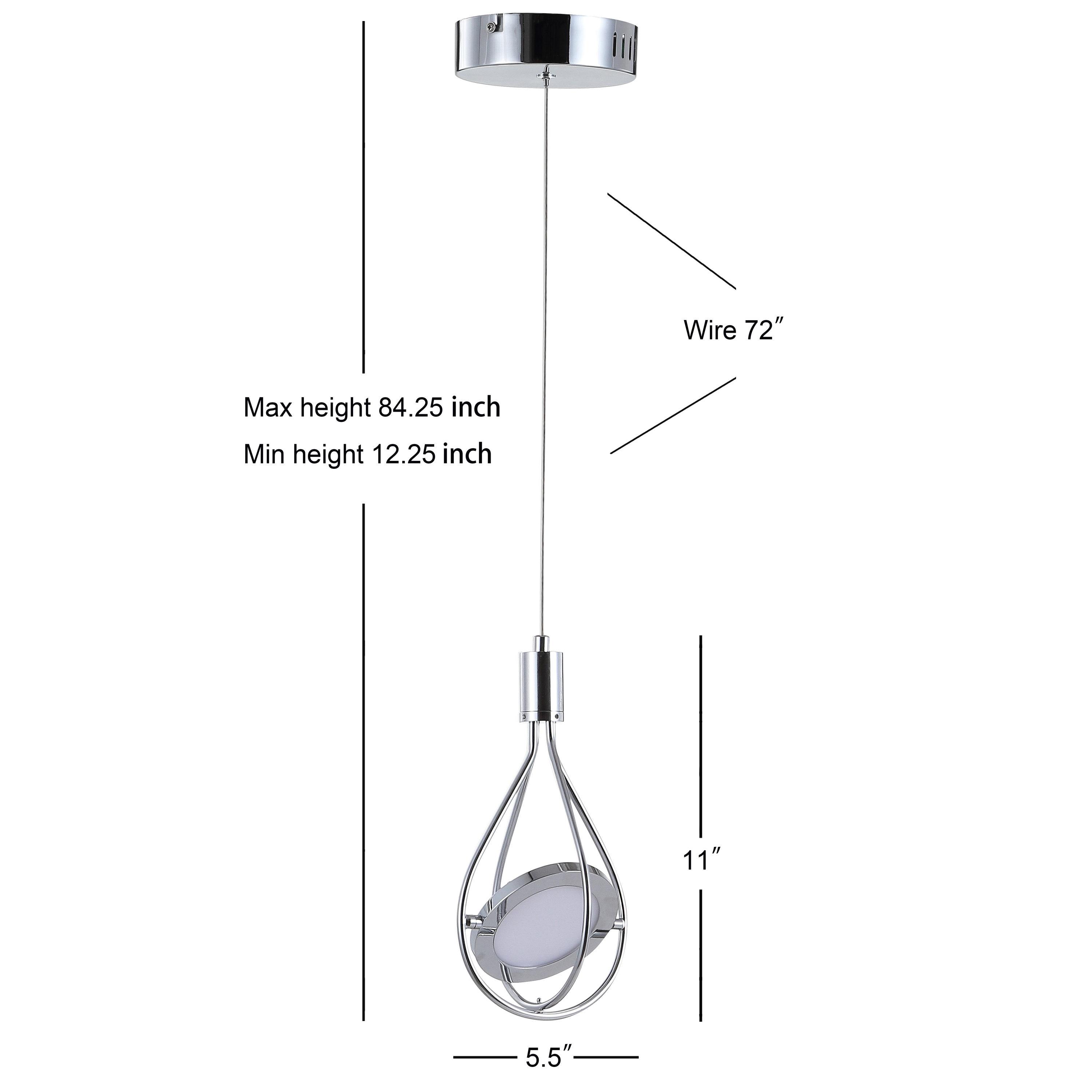 Orion 5.5" Adjustable Modern Integrated 1-Light Cluster LED Metal Pendant, Chrome