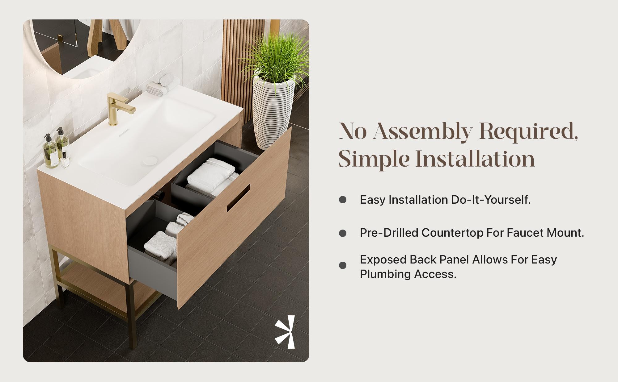 Eviva Lina 35'' Single Bathroom Vanity with Solid Surface Top