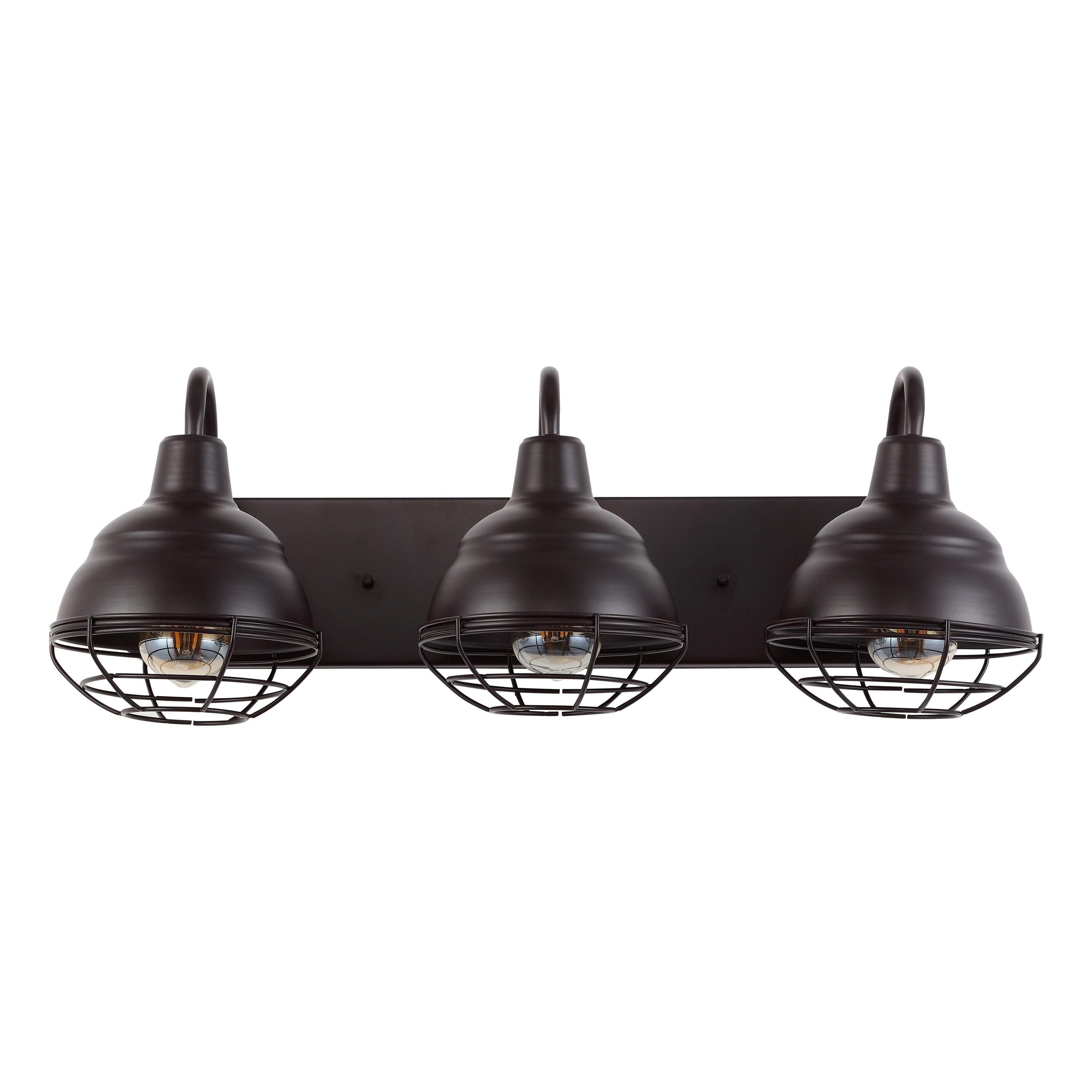 JONATHAN Y Levi 24.5" 3-Light Industrial Farmhouse Iron LED Vanity, Oil Rubbed Bronze
