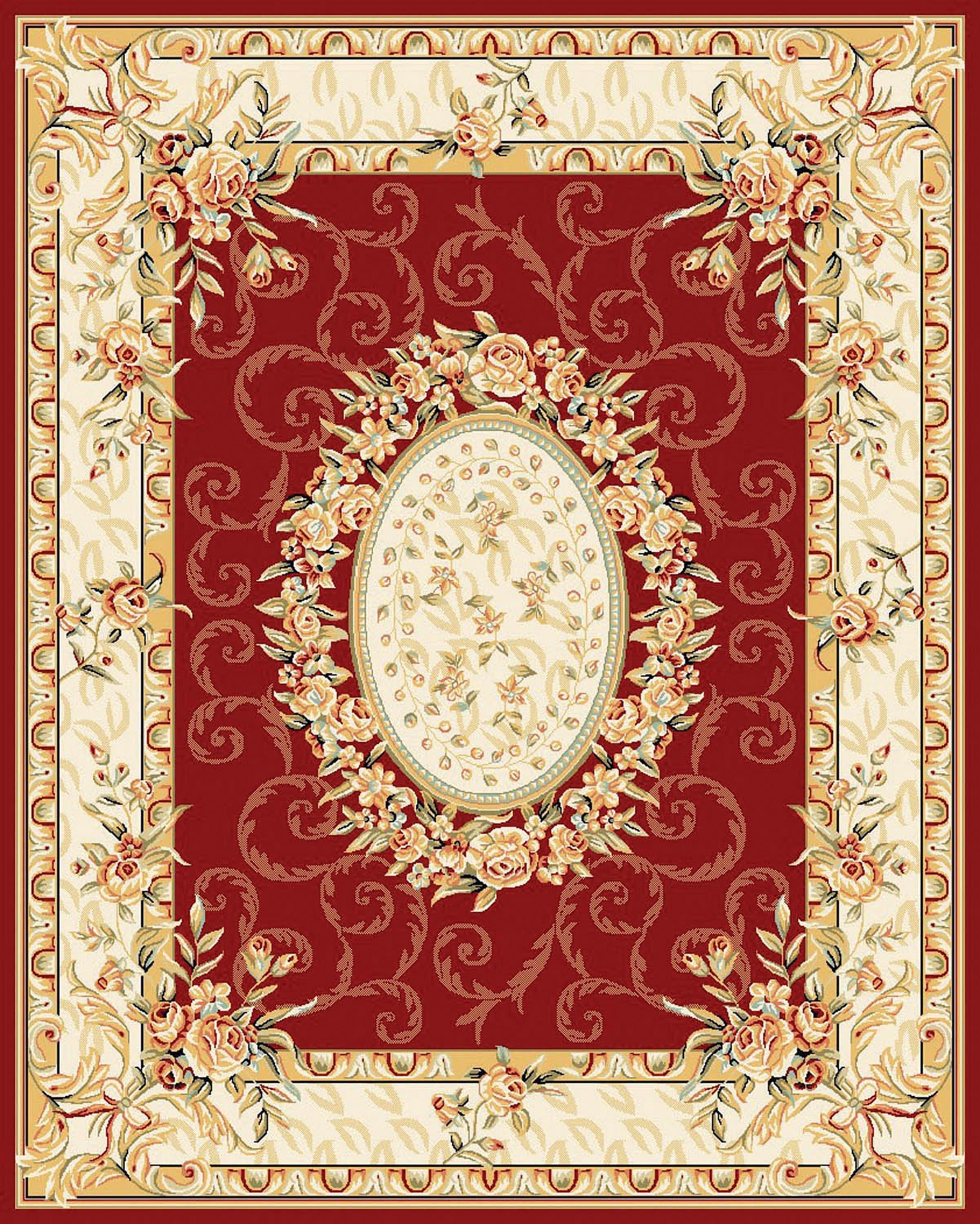 Lyndhurst LNH328 Power Loomed Area Rug - Red/Ivory - 8'x11' - Safavieh
