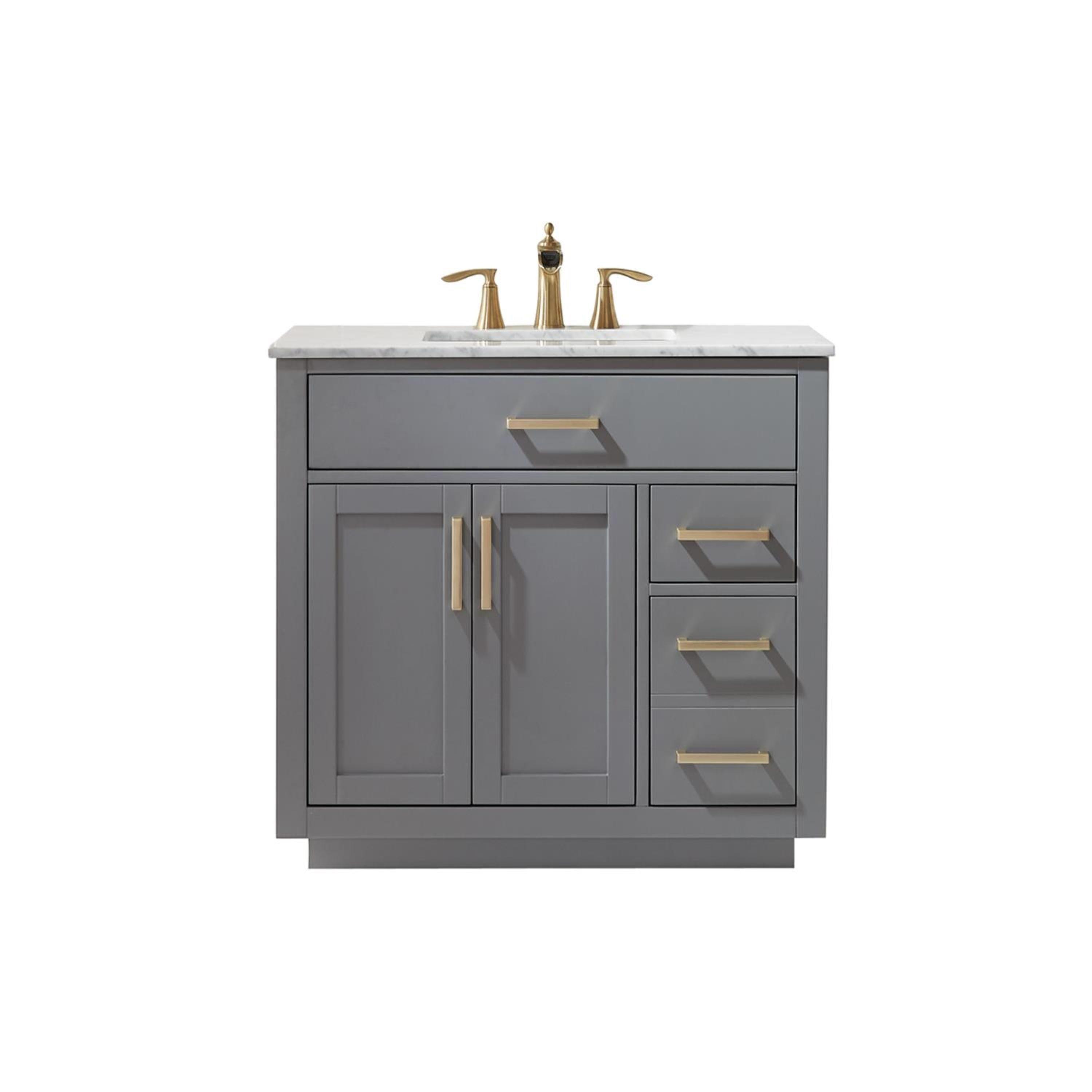 Ivy 36" Marble Countertop Single Vanity w/o Mirror Gray