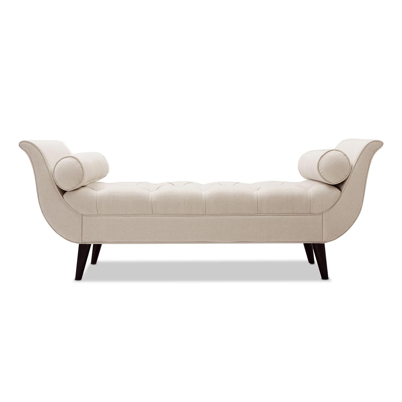 Alma Tufted Flare Arm Entryway Bench, Sky Neutral