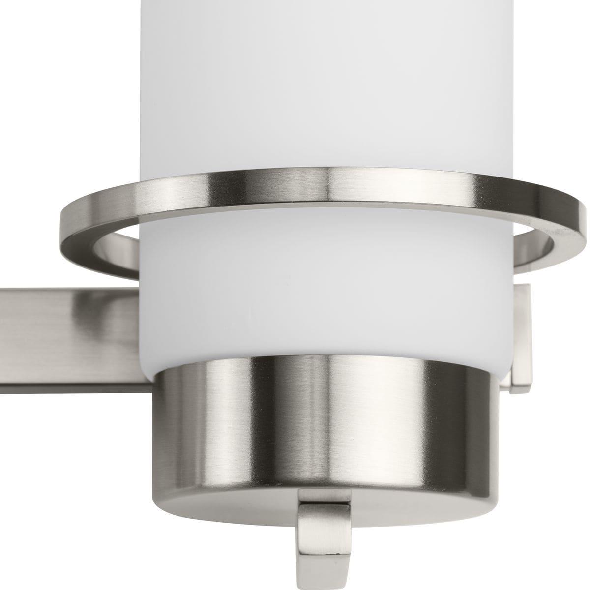 Progress Lighting Reiss 4-Light Vanity Light, Brushed Nickel, White Glass Shades