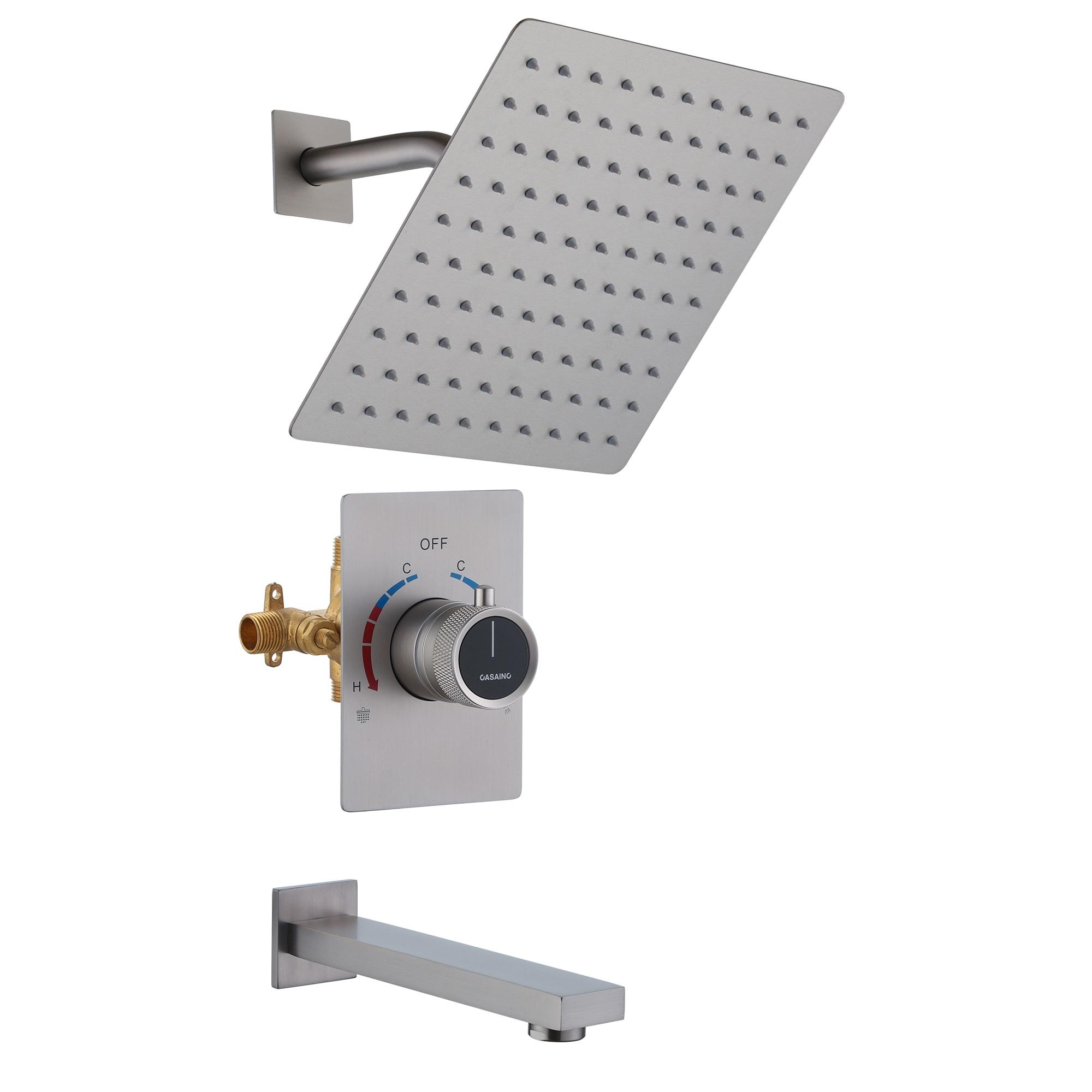 10 Inch Rainfall Shower System with Tilt Shower Head and Tub Spout with Rough in-Valve