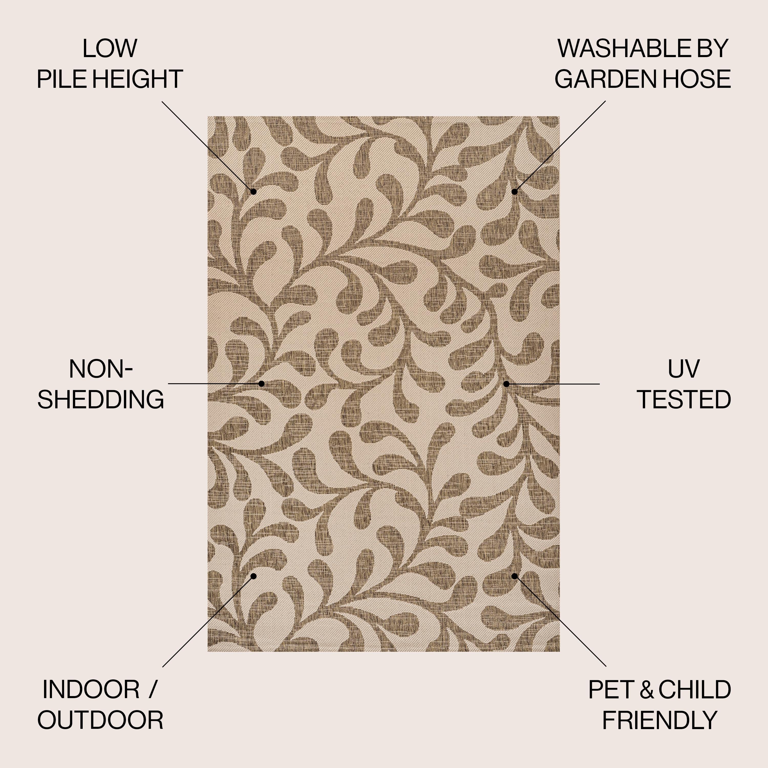 4'x6' Vine All Over Indoor/Outdoor Area Rug, Brown/Beige - JONATHAN Y