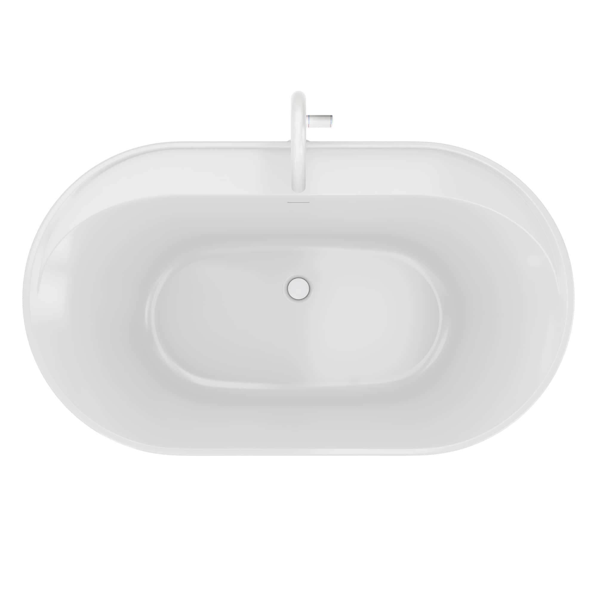 Essence 60 in. x 34 in. Freestanding Acrylic Soaking Bathtub with Center Drain in White